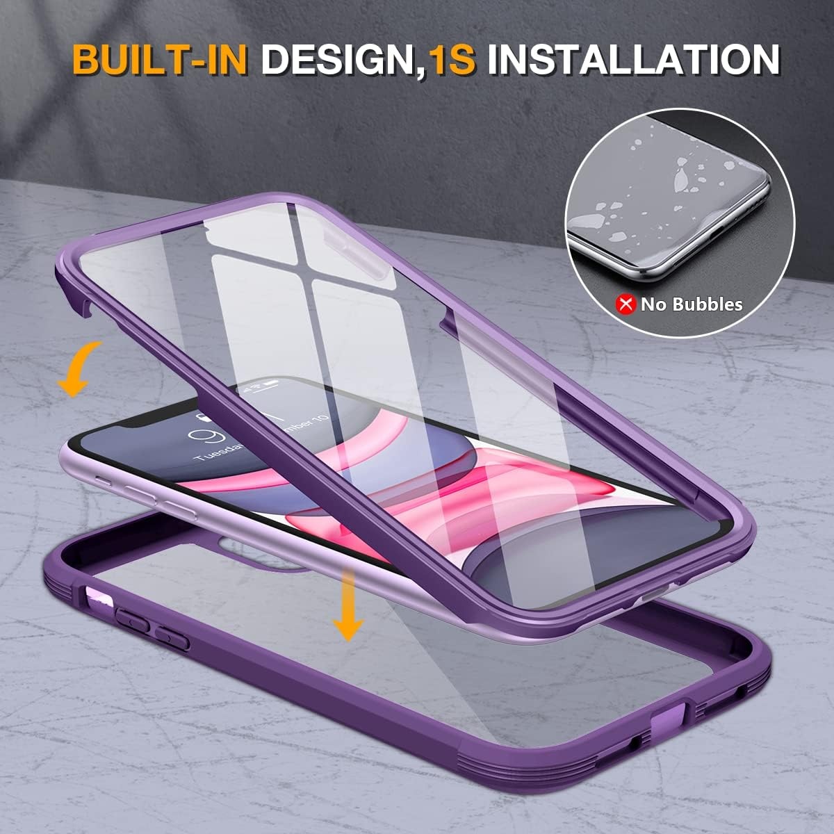 image:imageMiracase for iPhone SE Phone Case 3rd2nd Generation 2022 2020 FullBody with Builtin Glass Screen Protector Heavy Duty 360 Protective Shockproof Bumper Cover for iPhone 8SE BlackPurple