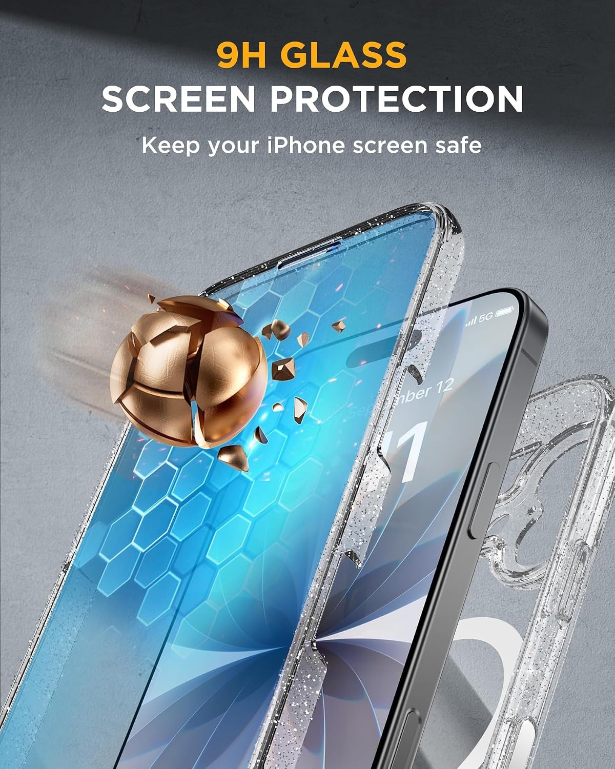 image:imageMiracase for iPhone SE Phone Case 3rd2nd Generation 2022 2020 FullBody with Builtin Glass Screen Protector Heavy Duty 360 Protective Shockproof Bumper Cover for iPhone 8SE BlackClear Glitter