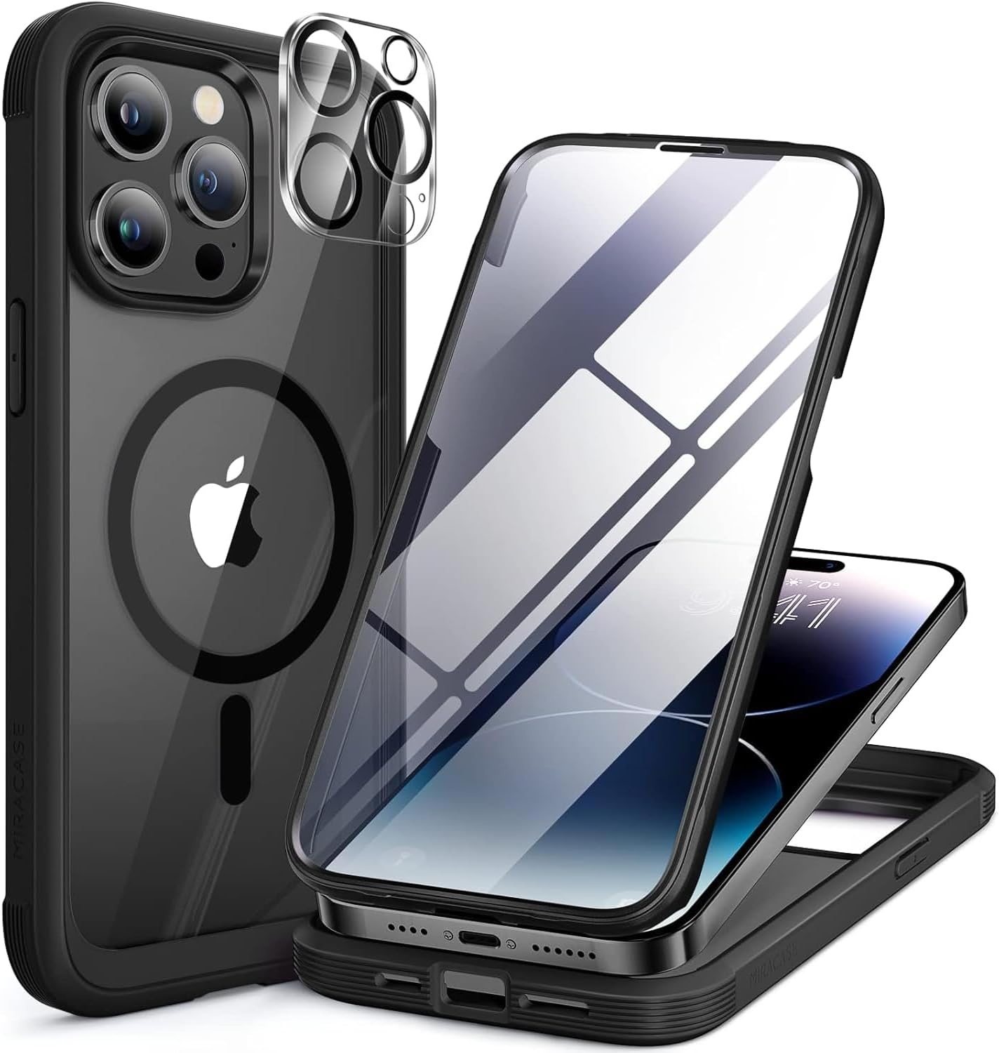 image:imageMiracase for iPhone SE Phone Case 3rd2nd Generation 2022 2020 FullBody with Builtin Glass Screen Protector Heavy Duty 360 Protective Shockproof Bumper Cover for iPhone 8SE BlackMagnetic Matte Black