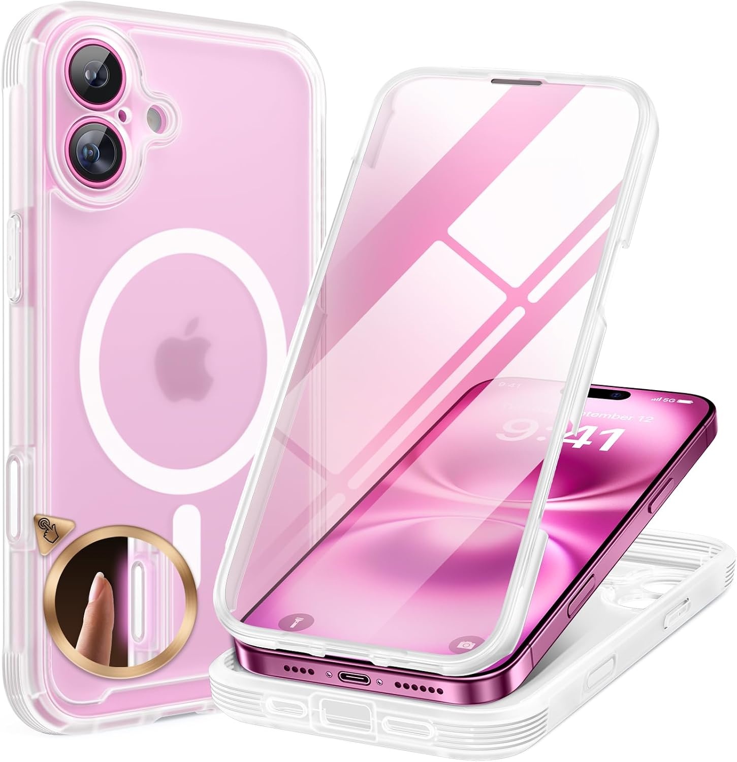 image:imageMiracase for iPhone SE Phone Case 3rd2nd Generation 2022 2020 FullBody with Builtin Glass Screen Protector Heavy Duty 360 Protective Shockproof Bumper Cover for iPhone 8SE BlackMagnetic Matte Clear