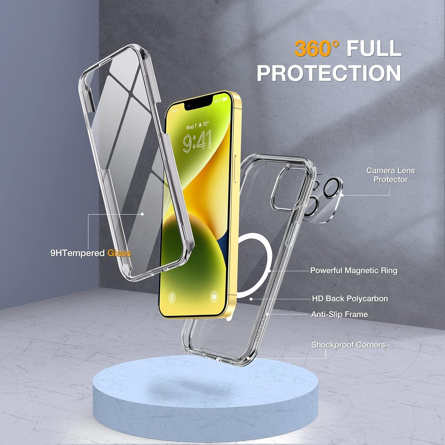 image:imageMiracase for iPhone SE Phone Case 3rd2nd Generation 2022 2020 FullBody with Builtin Glass Screen Protector Heavy Duty 360 Protective Shockproof Bumper Cover for iPhone 8SE BlackMagnetic Clear