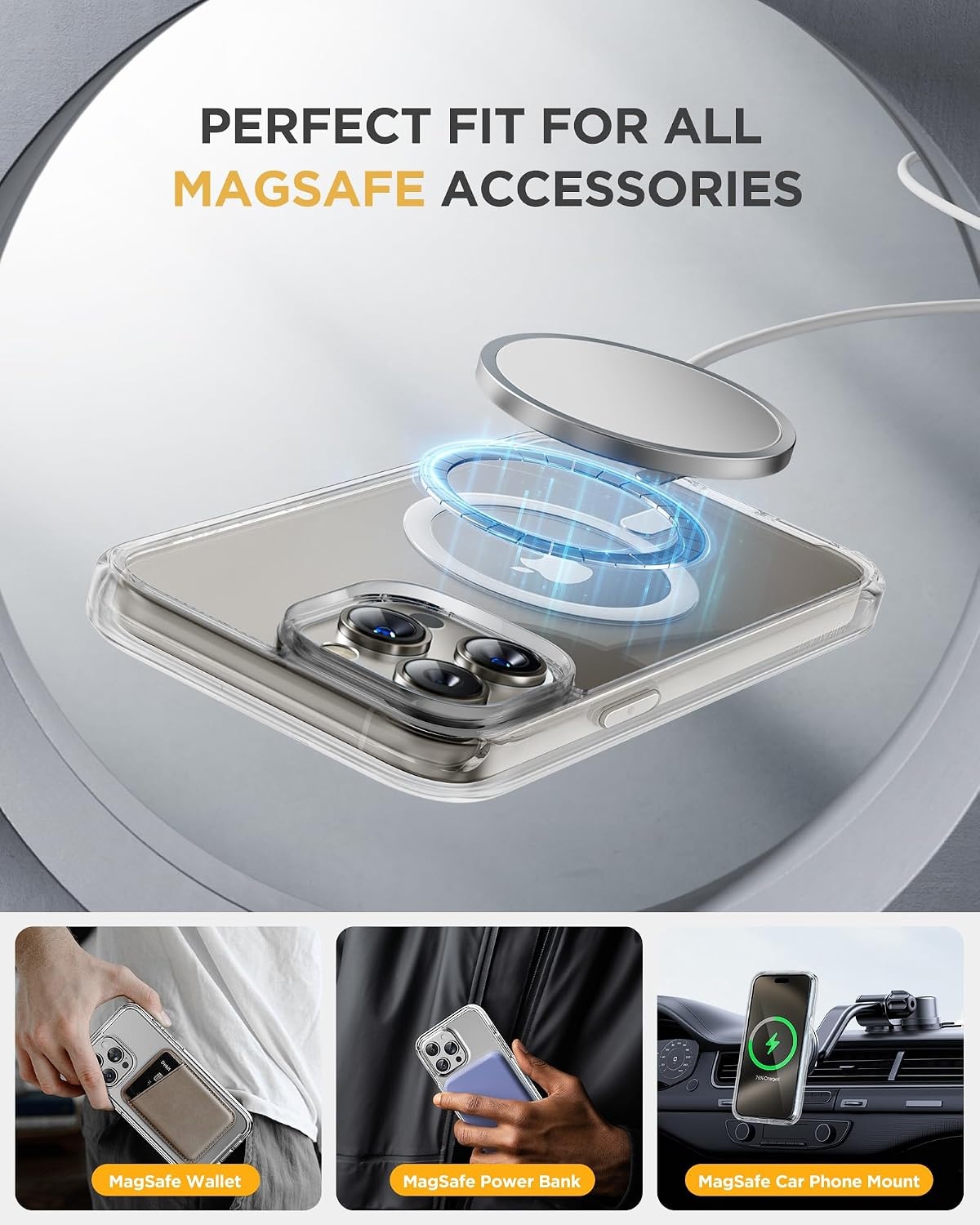 image:imageMiracase for iPhone SE Phone Case 3rd2nd Generation 2022 2020 FullBody with Builtin Glass Screen Protector Heavy Duty 360 Protective Shockproof Bumper Cover for iPhone 8SE BlackMagnetic Clear