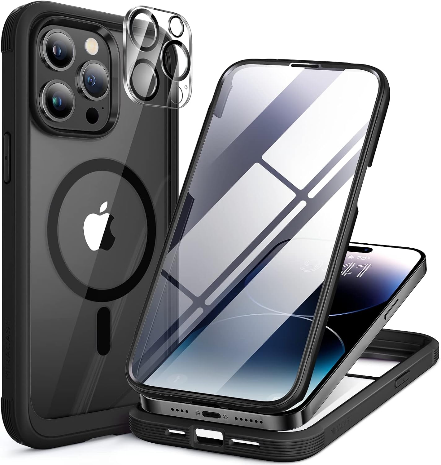 image:imageMiracase for iPhone SE Phone Case 3rd2nd Generation 2022 2020 FullBody with Builtin Glass Screen Protector Heavy Duty 360 Protective Shockproof Bumper Cover for iPhone 8SE BlackMagnetic Classic Black