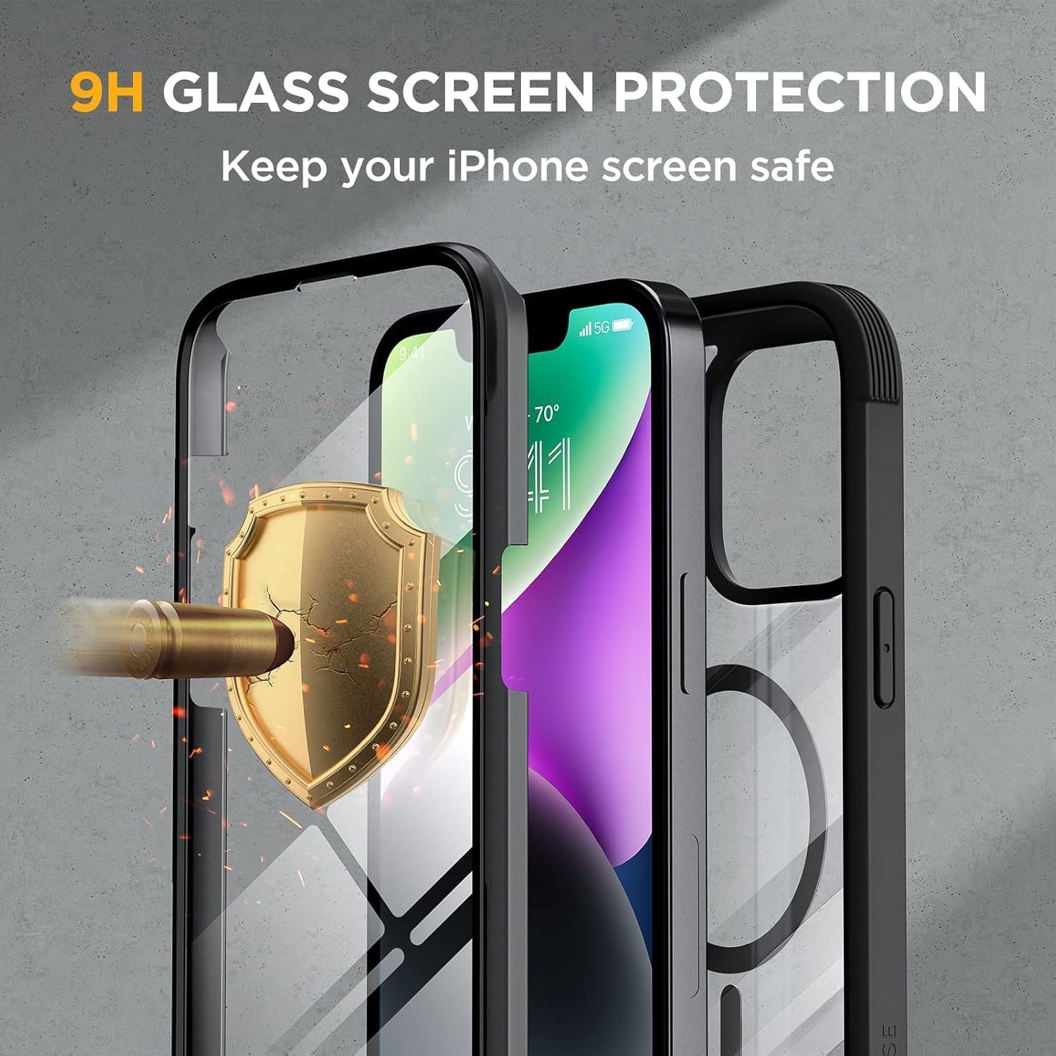 image:imageMiracase for iPhone SE Phone Case 3rd2nd Generation 2022 2020 FullBody with Builtin Glass Screen Protector Heavy Duty 360 Protective Shockproof Bumper Cover for iPhone 8SE BlackMagnetic Classic Black