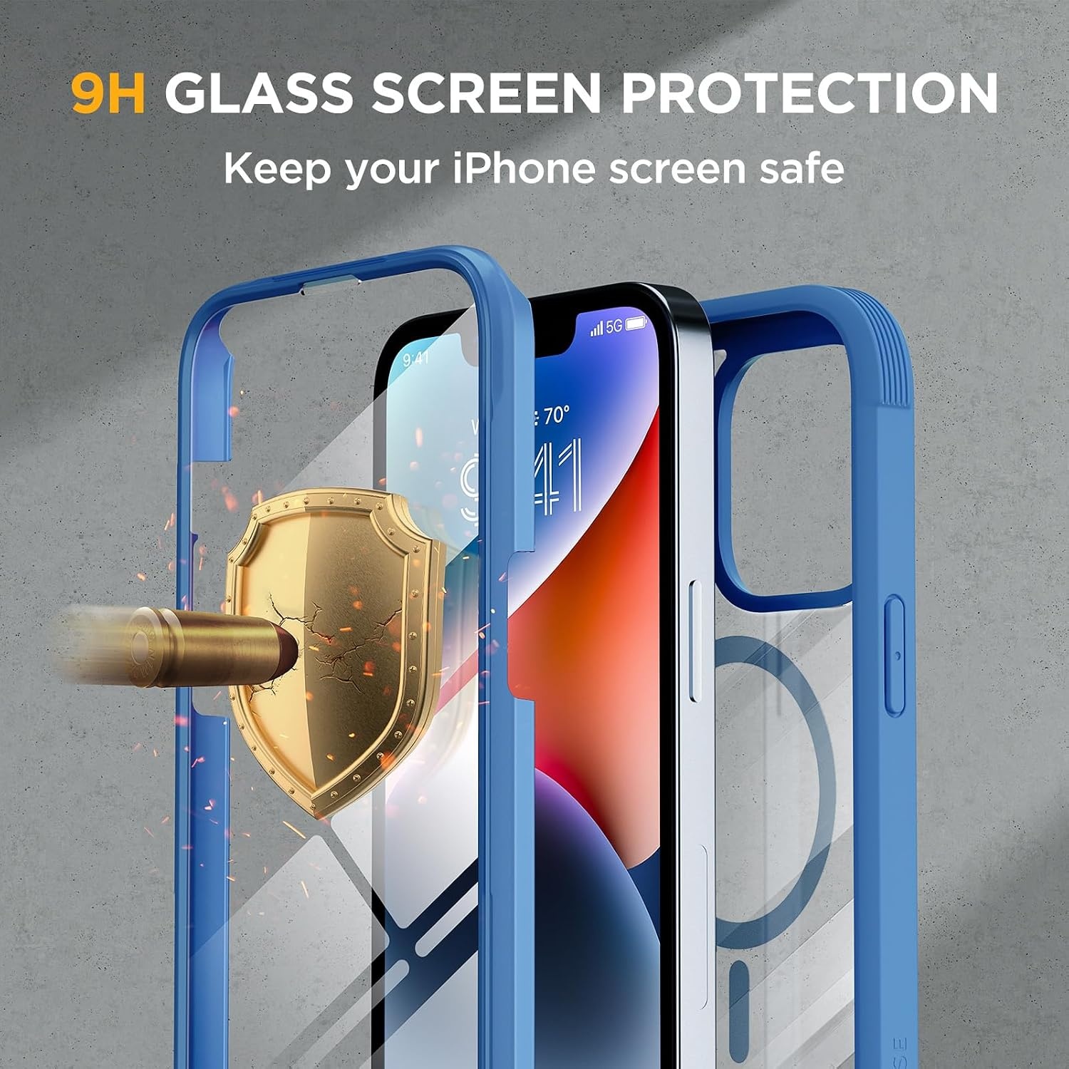 image:imageMiracase for iPhone SE Phone Case 3rd2nd Generation 2022 2020 FullBody with Builtin Glass Screen Protector Heavy Duty 360 Protective Shockproof Bumper Cover for iPhone 8SE BlackMagnetic Blue