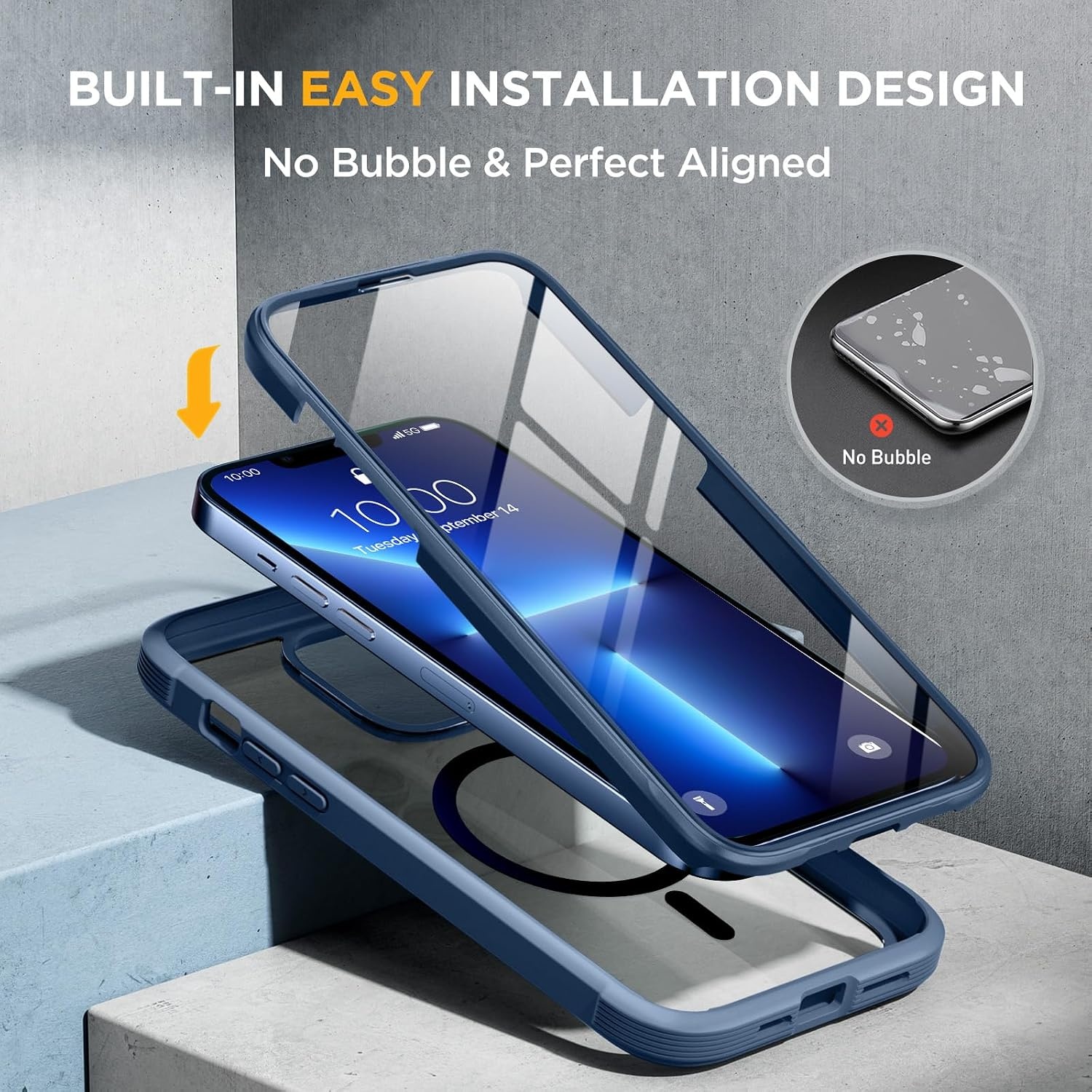 image:imageMiracase for iPhone SE Phone Case 3rd2nd Generation 2022 2020 FullBody with Builtin Glass Screen Protector Heavy Duty 360 Protective Shockproof Bumper Cover for iPhone 8SE BlackMagnetic Blue