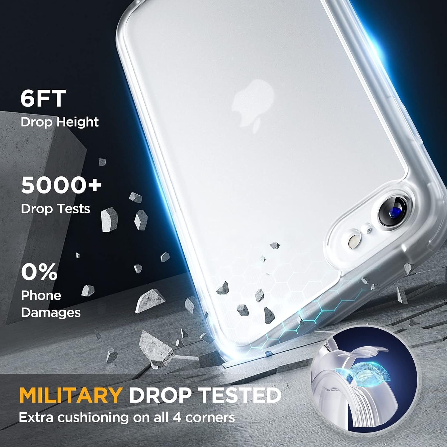 image:imageMiracase for iPhone SE Phone Case 3rd2nd Generation 2022 2020 FullBody with Builtin Glass Screen Protector Heavy Duty 360 Protective Shockproof Bumper Cover for iPhone 8SE BlackMatte Clear