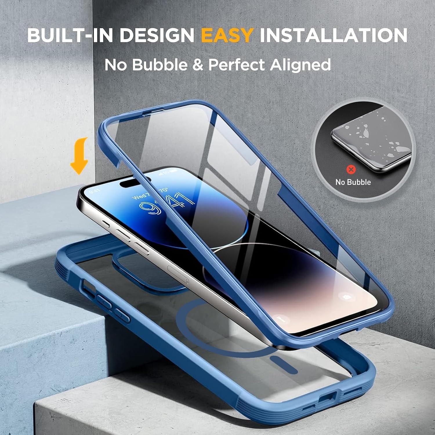 image:imageMiracase for iPhone SE Phone Case 3rd2nd Generation 2022 2020 FullBody with Builtin Glass Screen Protector Heavy Duty 360 Protective Shockproof Bumper Cover for iPhone 8SE BlackMagnetic Blue