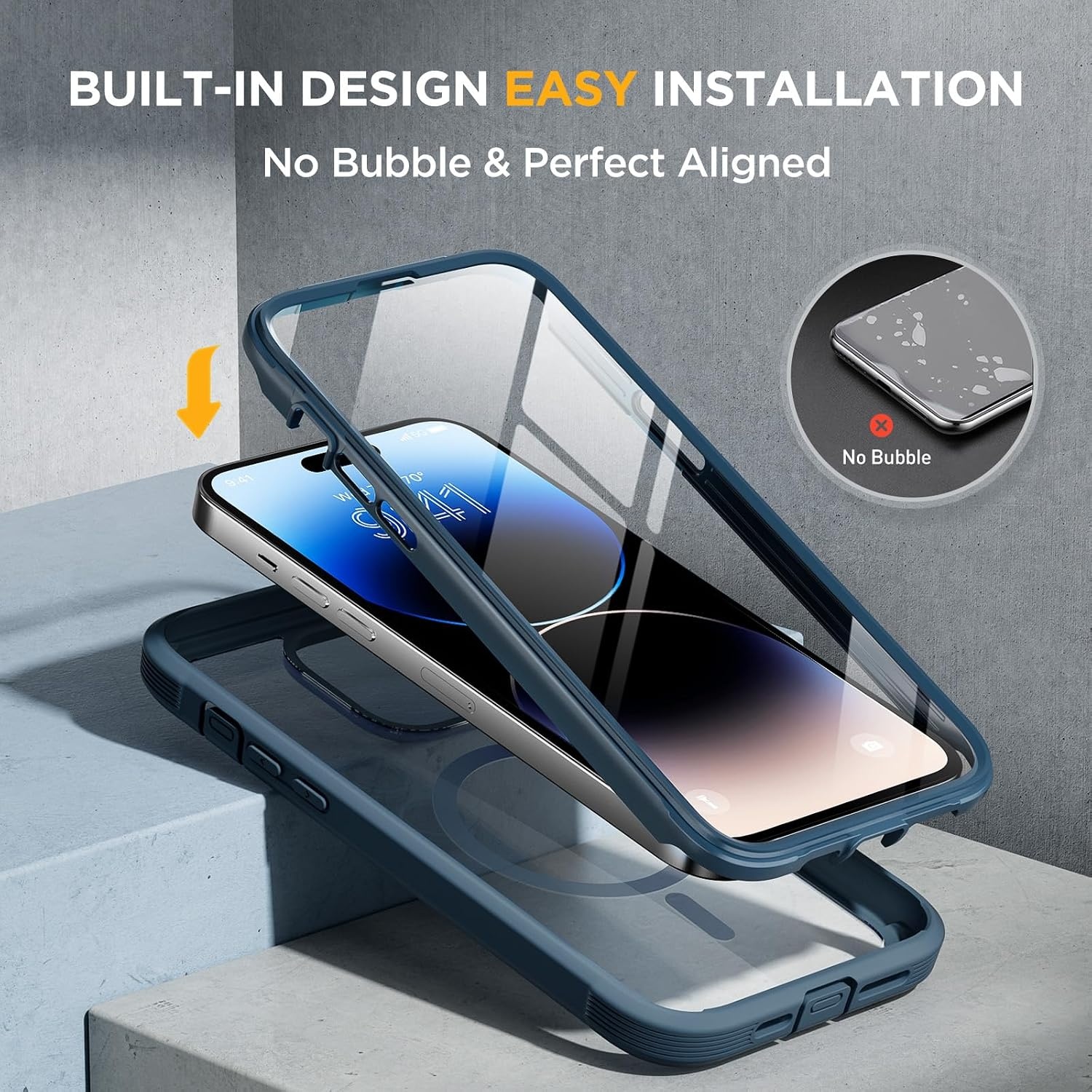 image:imageMiracase for iPhone SE Phone Case 3rd2nd Generation 2022 2020 FullBody with Builtin Glass Screen Protector Heavy Duty 360 Protective Shockproof Bumper Cover for iPhone 8SE BlackStorm Blue