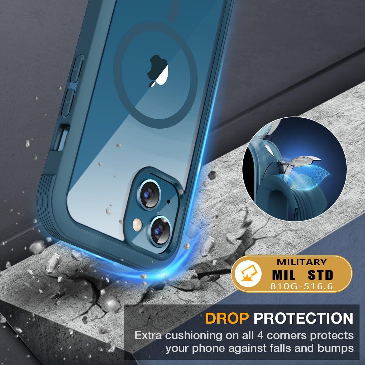 image:imageMiracase for iPhone SE Phone Case 3rd2nd Generation 2022 2020 FullBody with Builtin Glass Screen Protector Heavy Duty 360 Protective Shockproof Bumper Cover for iPhone 8SE BlackMagnetic Blue