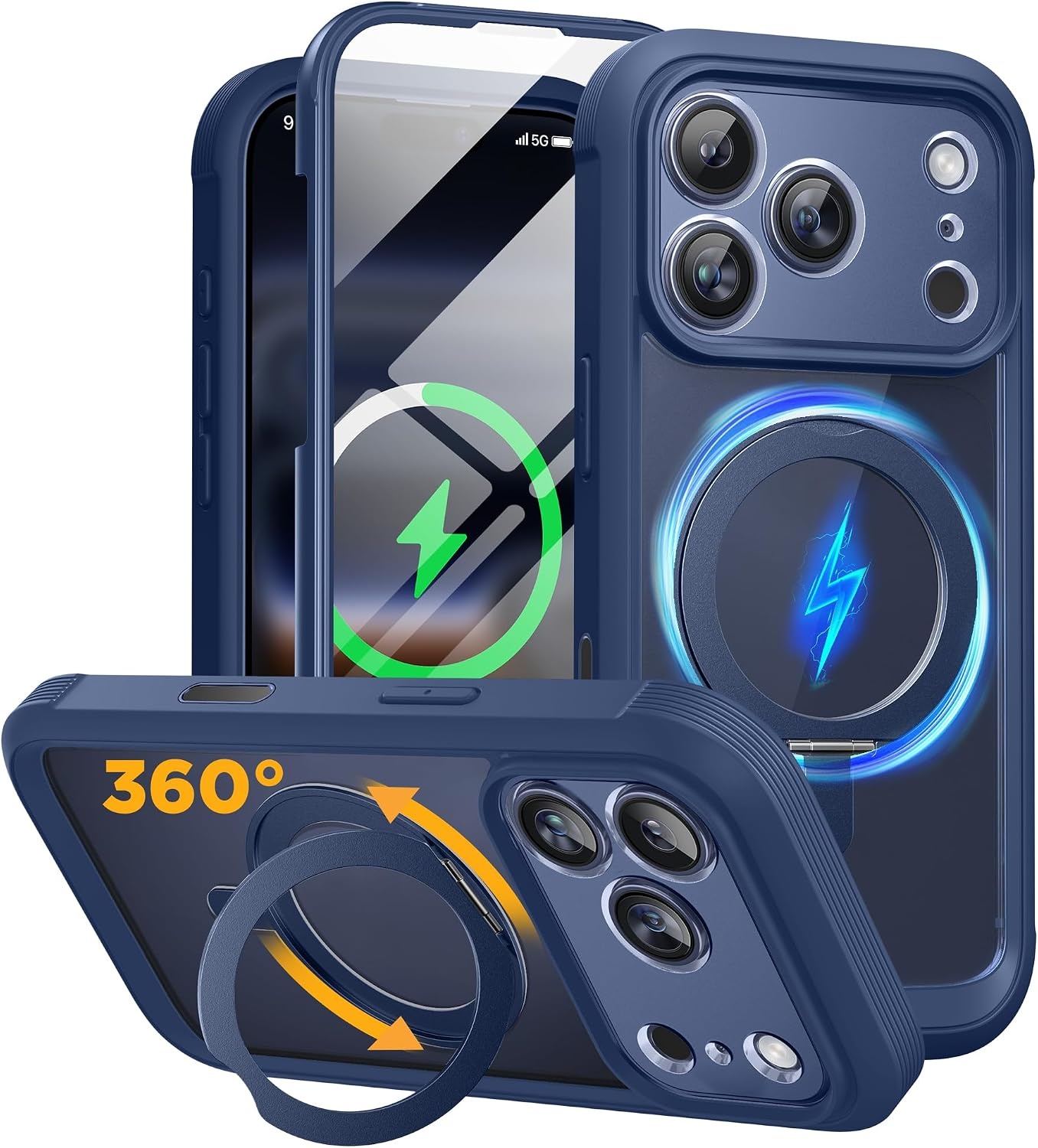 image:imageMiracase for iPhone SE Phone Case 3rd2nd Generation 2022 2020 FullBody with Builtin Glass Screen Protector Heavy Duty 360 Protective Shockproof Bumper Cover for iPhone 8SE BlackMagnetic Blue