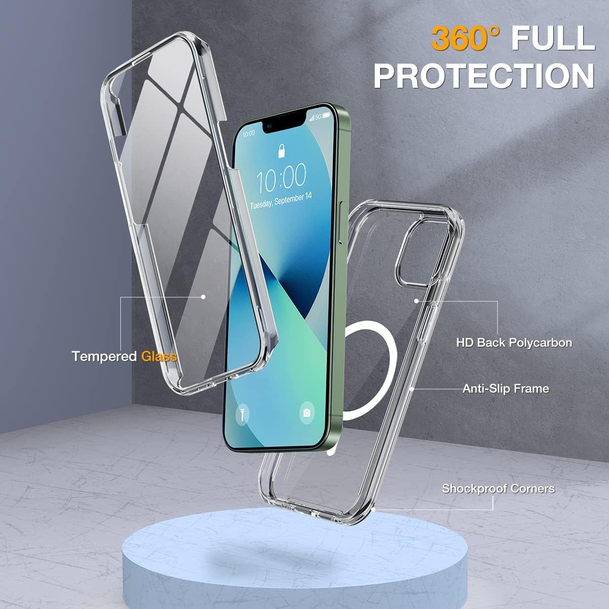 image:imageMiracase for iPhone SE Phone Case 3rd2nd Generation 2022 2020 FullBody with Builtin Glass Screen Protector Heavy Duty 360 Protective Shockproof Bumper Cover for iPhone 8SE BlackMagnetic Clear