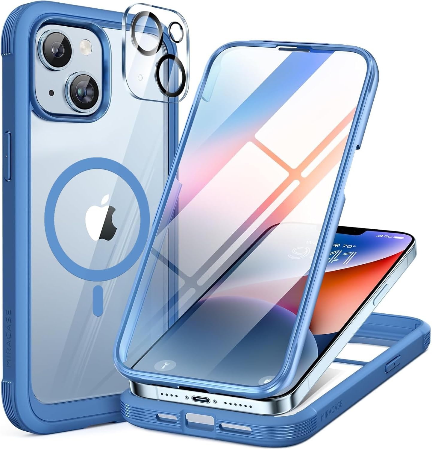 image:imageMiracase for iPhone SE Phone Case 3rd2nd Generation 2022 2020 FullBody with Builtin Glass Screen Protector Heavy Duty 360 Protective Shockproof Bumper Cover for iPhone 8SE BlackMagnetic Blue
