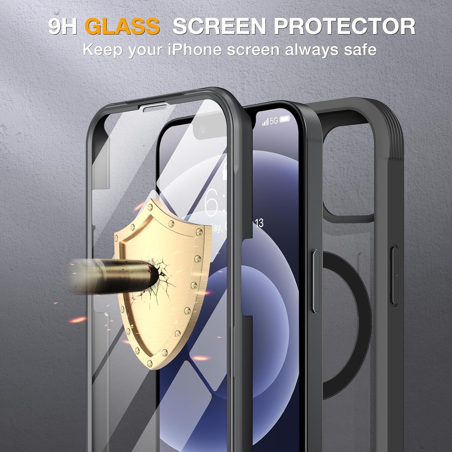 image:imageMiracase for iPhone SE Phone Case 3rd2nd Generation 2022 2020 FullBody with Builtin Glass Screen Protector Heavy Duty 360 Protective Shockproof Bumper Cover for iPhone 8SE BlackMagnetic Classic Black