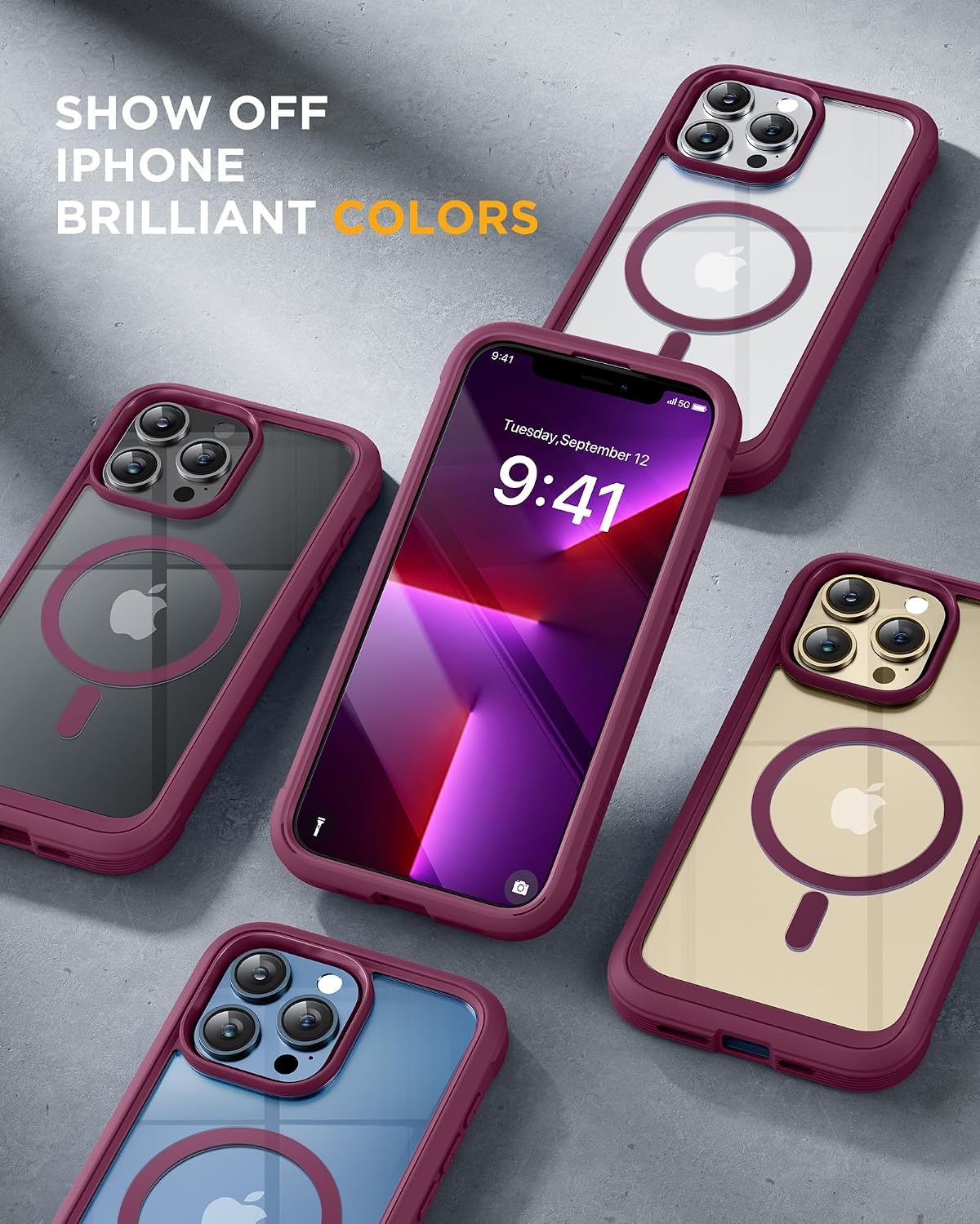 image:imageMiracase for iPhone SE Phone Case 3rd2nd Generation 2022 2020 FullBody with Builtin Glass Screen Protector Heavy Duty 360 Protective Shockproof Bumper Cover for iPhone 8SE BlackMagnetic Plum