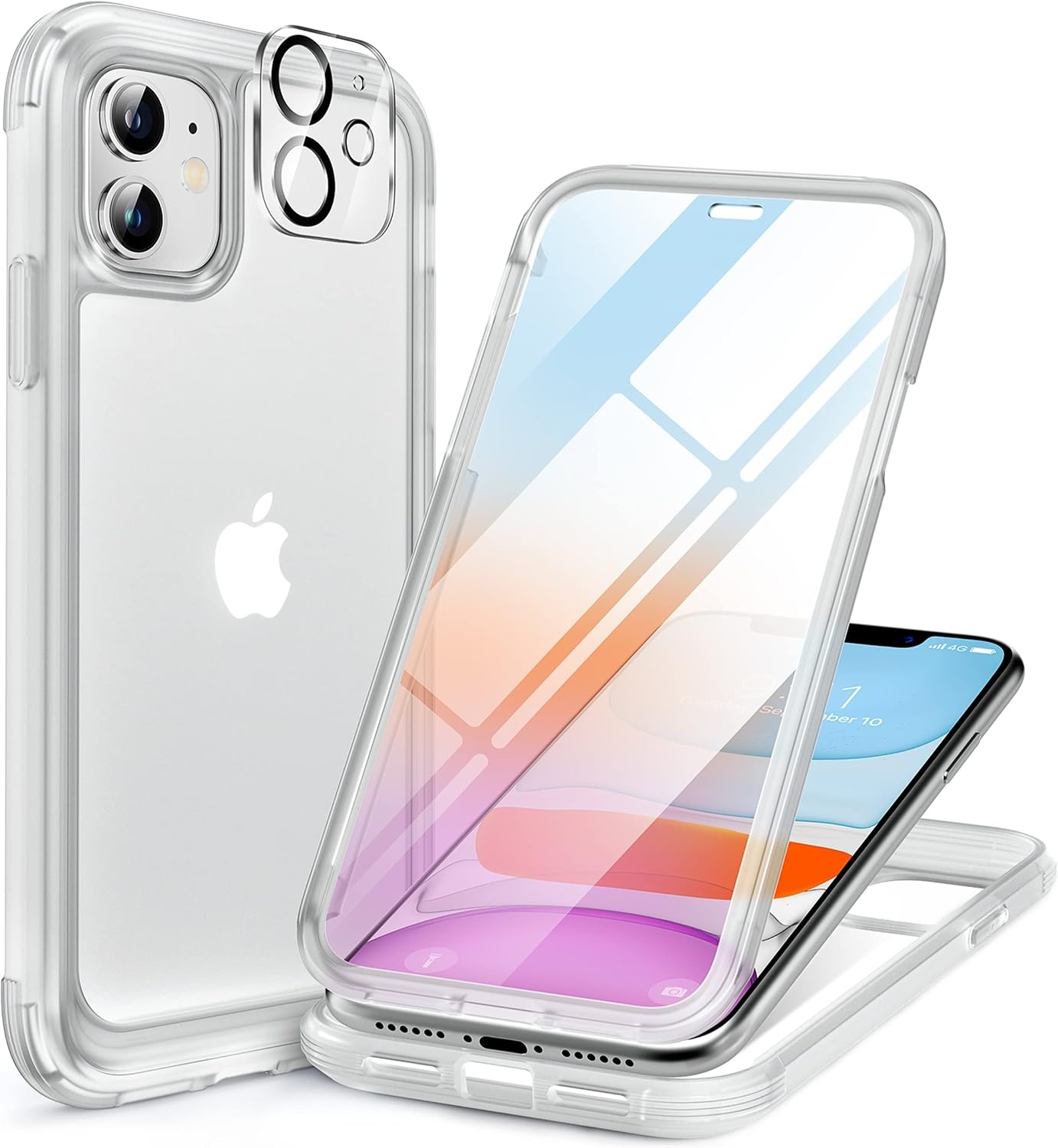 image:imageMiracase for iPhone SE Phone Case 3rd2nd Generation 2022 2020 FullBody with Builtin Glass Screen Protector Heavy Duty 360 Protective Shockproof Bumper Cover for iPhone 8SE BlackMatte Clear