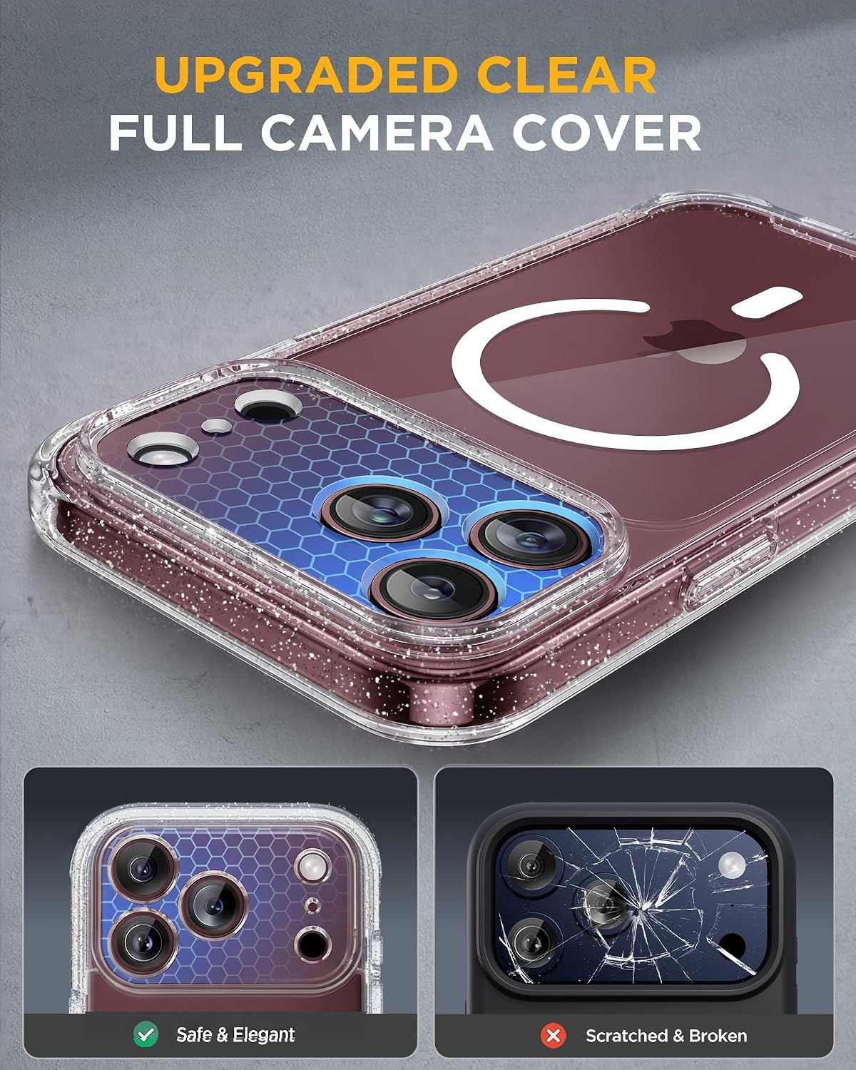 image:imageMiracase for iPhone SE Phone Case 3rd2nd Generation 2022 2020 FullBody with Builtin Glass Screen Protector Heavy Duty 360 Protective Shockproof Bumper Cover for iPhone 8SE BlackClear Glitter
