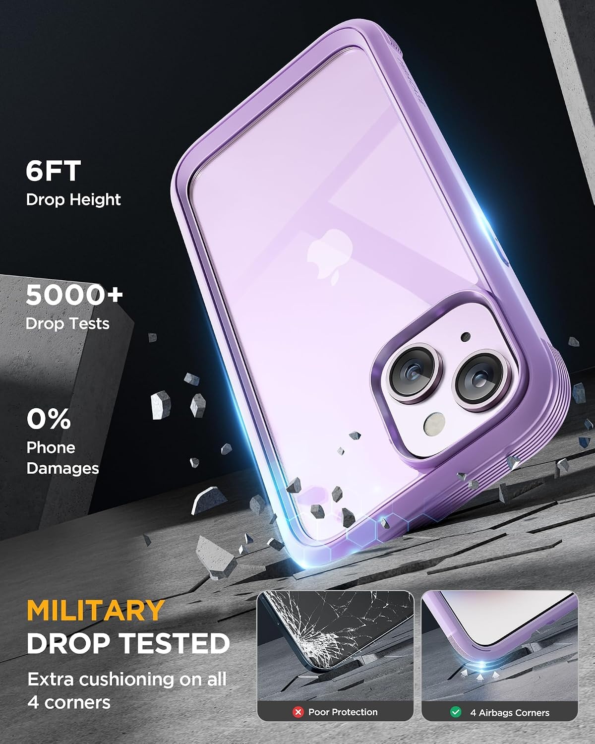 image:imageMiracase for iPhone SE Phone Case 3rd2nd Generation 2022 2020 FullBody with Builtin Glass Screen Protector Heavy Duty 360 Protective Shockproof Bumper Cover for iPhone 8SE BlackPurple