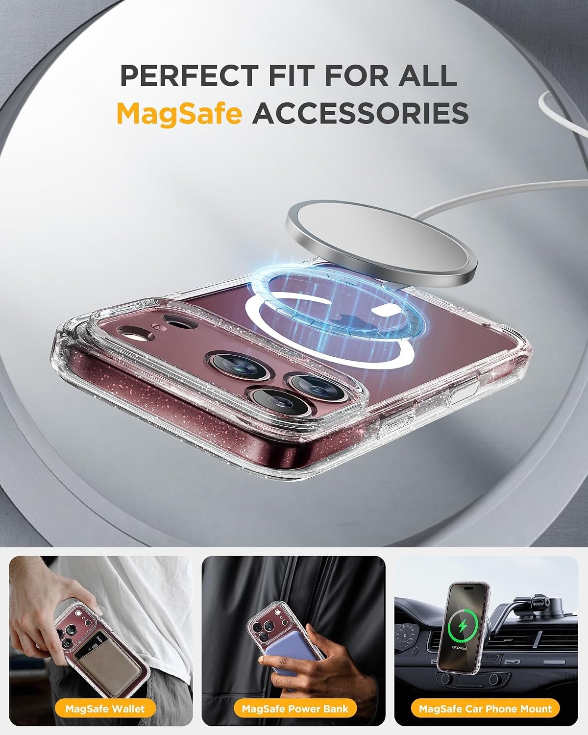 image:imageMiracase for iPhone SE Phone Case 3rd2nd Generation 2022 2020 FullBody with Builtin Glass Screen Protector Heavy Duty 360 Protective Shockproof Bumper Cover for iPhone 8SE BlackClear Glitter