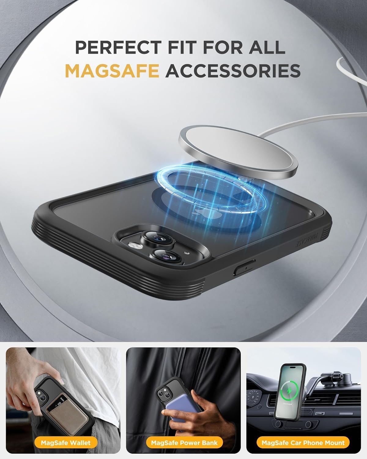 image:imageMiracase for iPhone SE Phone Case 3rd2nd Generation 2022 2020 FullBody with Builtin Glass Screen Protector Heavy Duty 360 Protective Shockproof Bumper Cover for iPhone 8SE BlackMatte Black