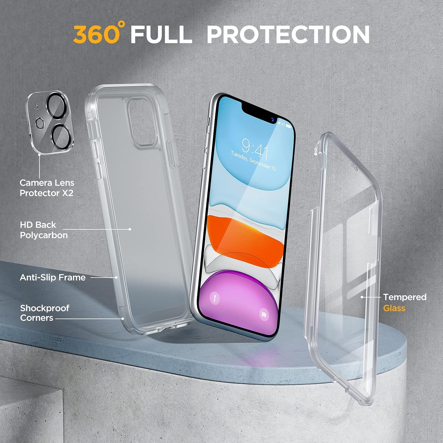 image:imageMiracase for iPhone SE Phone Case 3rd2nd Generation 2022 2020 FullBody with Builtin Glass Screen Protector Heavy Duty 360 Protective Shockproof Bumper Cover for iPhone 8SE BlackMatte Clear