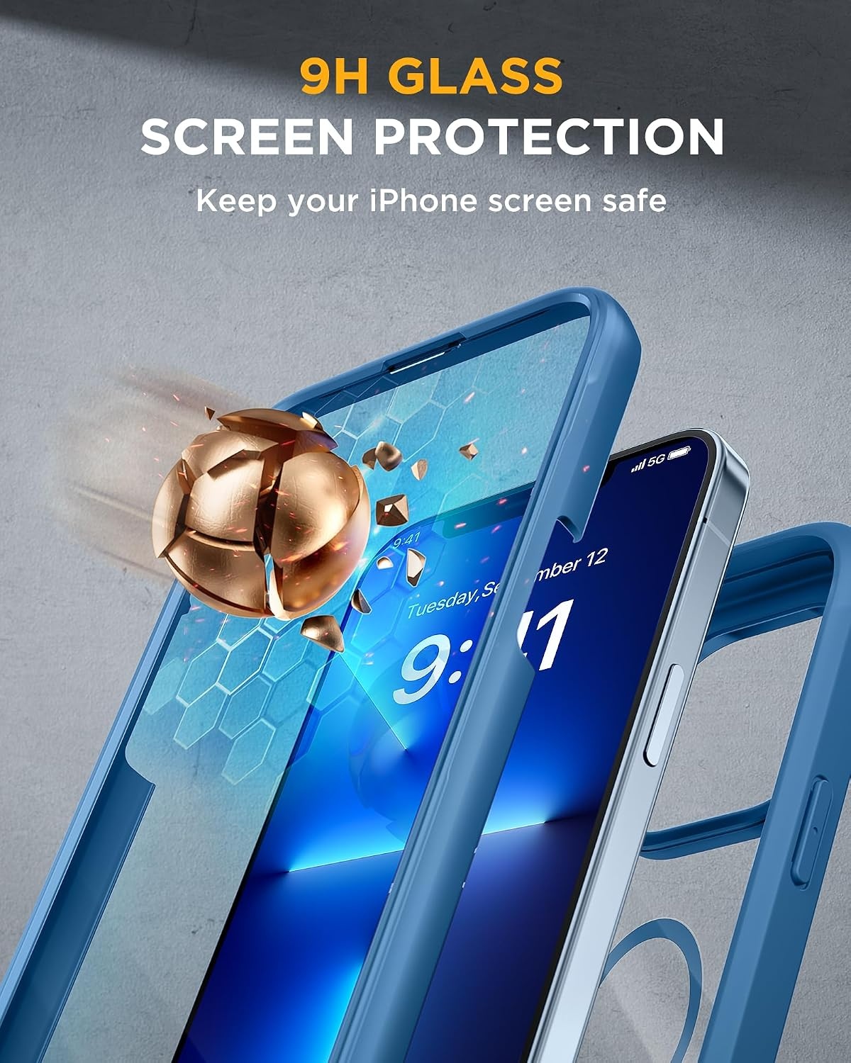 image:imageMiracase for iPhone SE Phone Case 3rd2nd Generation 2022 2020 FullBody with Builtin Glass Screen Protector Heavy Duty 360 Protective Shockproof Bumper Cover for iPhone 8SE BlackMagnetic Blue