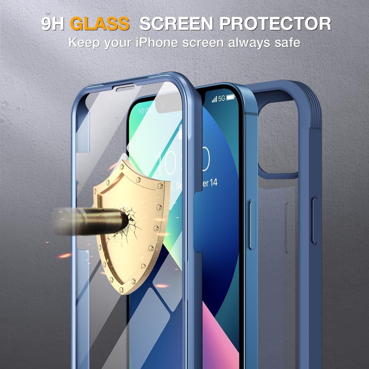 image:imageMiracase for iPhone SE Phone Case 3rd2nd Generation 2022 2020 FullBody with Builtin Glass Screen Protector Heavy Duty 360 Protective Shockproof Bumper Cover for iPhone 8SE BlackMagnetic Blue