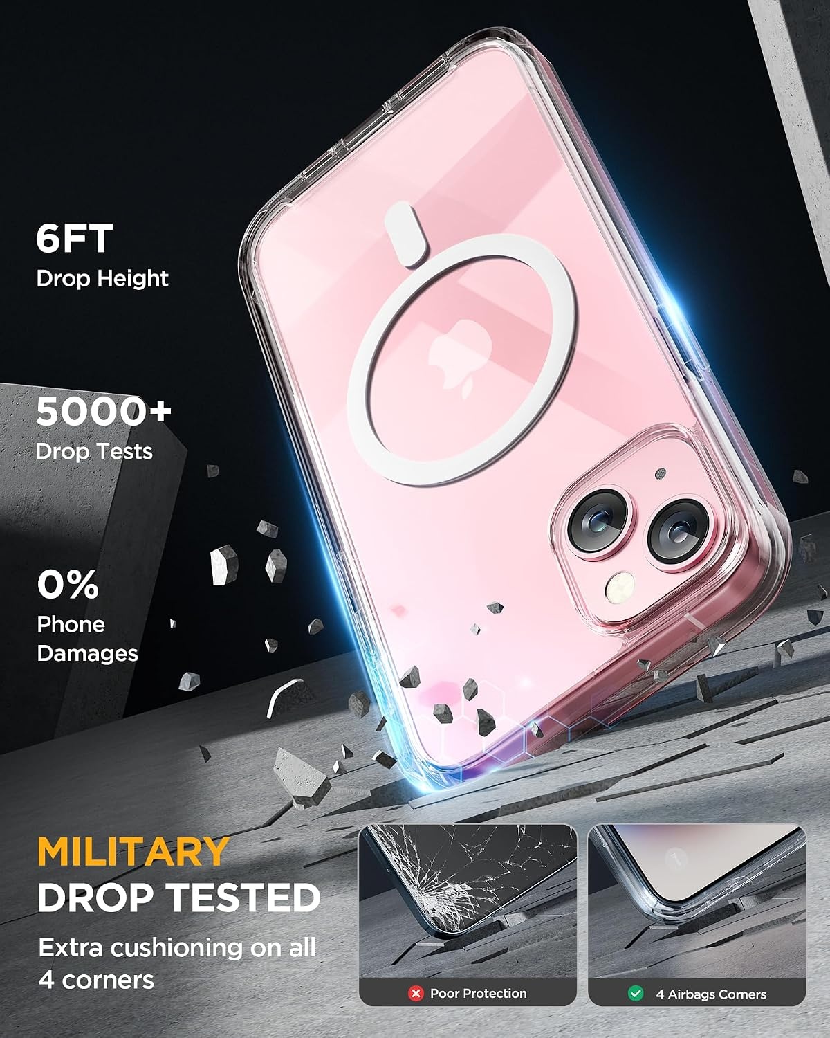 image:imageMiracase for iPhone SE Phone Case 3rd2nd Generation 2022 2020 FullBody with Builtin Glass Screen Protector Heavy Duty 360 Protective Shockproof Bumper Cover for iPhone 8SE BlackMagnetic Clear