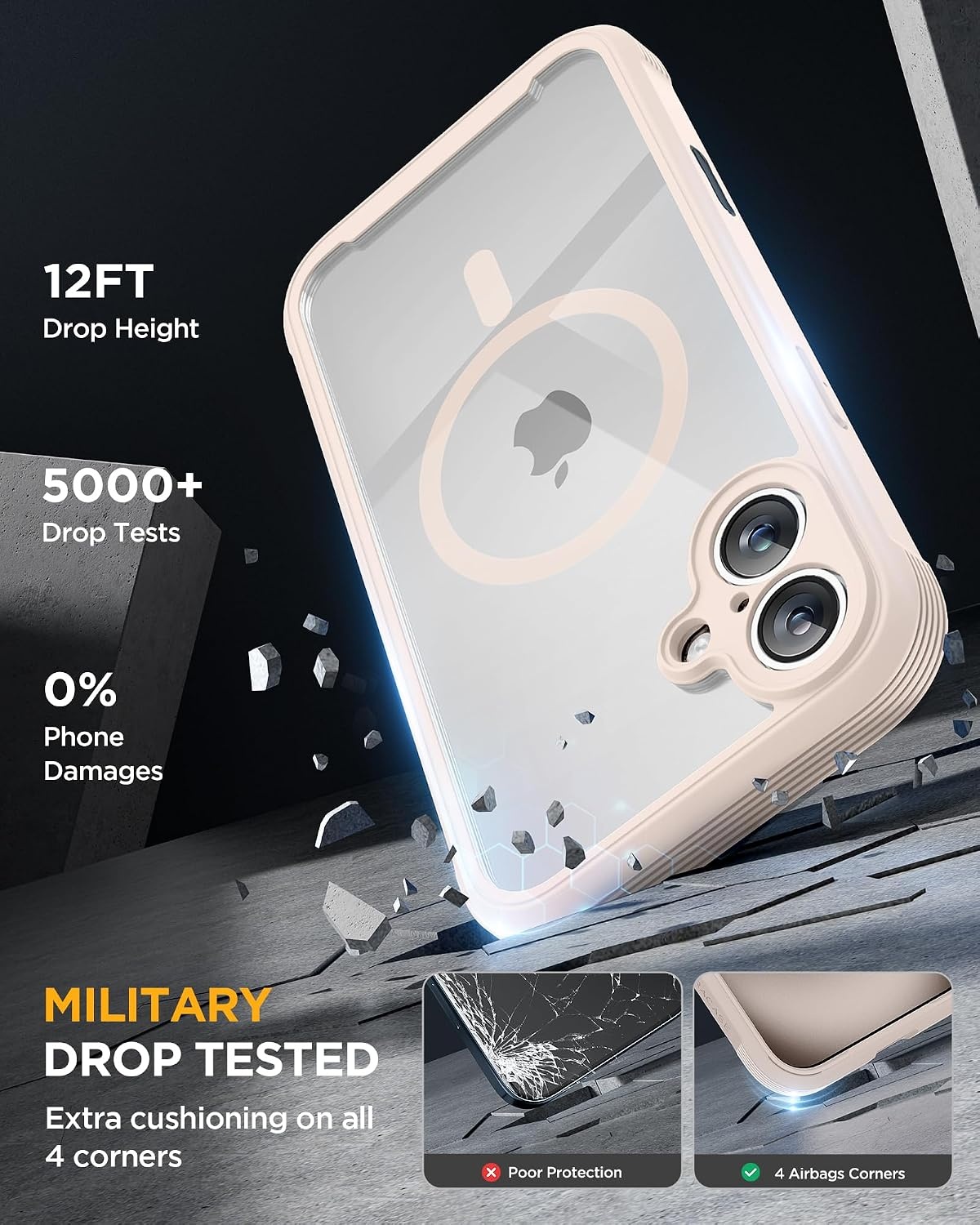 image:imageMiracase for iPhone SE Phone Case 3rd2nd Generation 2022 2020 FullBody with Builtin Glass Screen Protector Heavy Duty 360 Protective Shockproof Bumper Cover for iPhone 8SE BlackMagnetic Desert