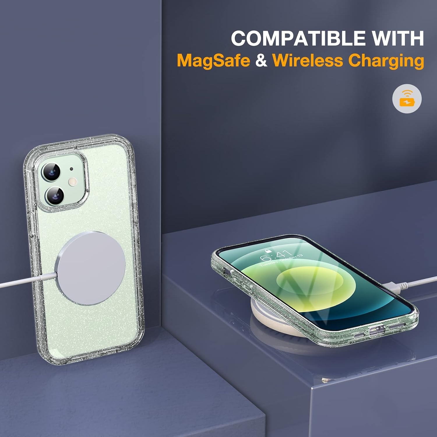 image:imageMiracase for iPhone SE Phone Case 3rd2nd Generation 2022 2020 FullBody with Builtin Glass Screen Protector Heavy Duty 360 Protective Shockproof Bumper Cover for iPhone 8SE BlackClear Glitter