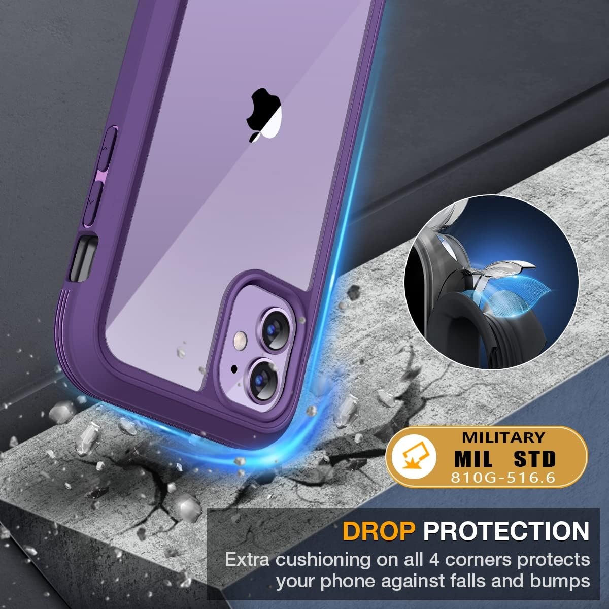 image:imageMiracase for iPhone SE Phone Case 3rd2nd Generation 2022 2020 FullBody with Builtin Glass Screen Protector Heavy Duty 360 Protective Shockproof Bumper Cover for iPhone 8SE BlackPurple
