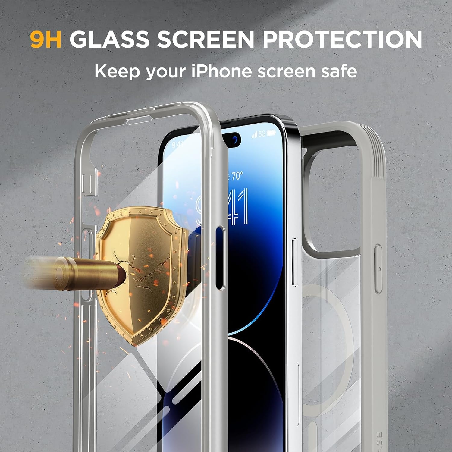 image:imageMiracase for iPhone SE Phone Case 3rd2nd Generation 2022 2020 FullBody with Builtin Glass Screen Protector Heavy Duty 360 Protective Shockproof Bumper Cover for iPhone 8SE BlackMagnetic Gray