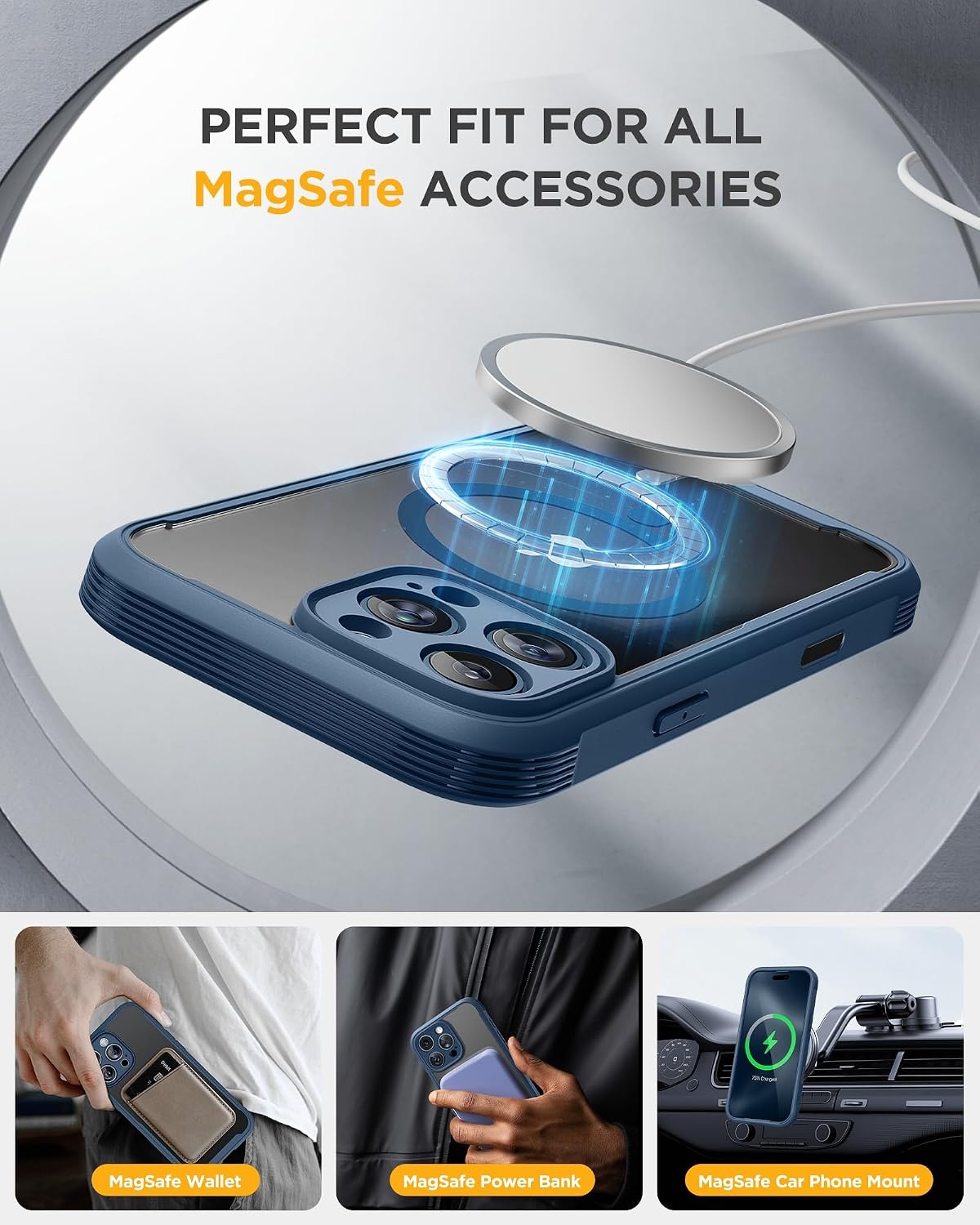 image:imageMiracase for iPhone SE Phone Case 3rd2nd Generation 2022 2020 FullBody with Builtin Glass Screen Protector Heavy Duty 360 Protective Shockproof Bumper Cover for iPhone 8SE BlackMagnetic Blue