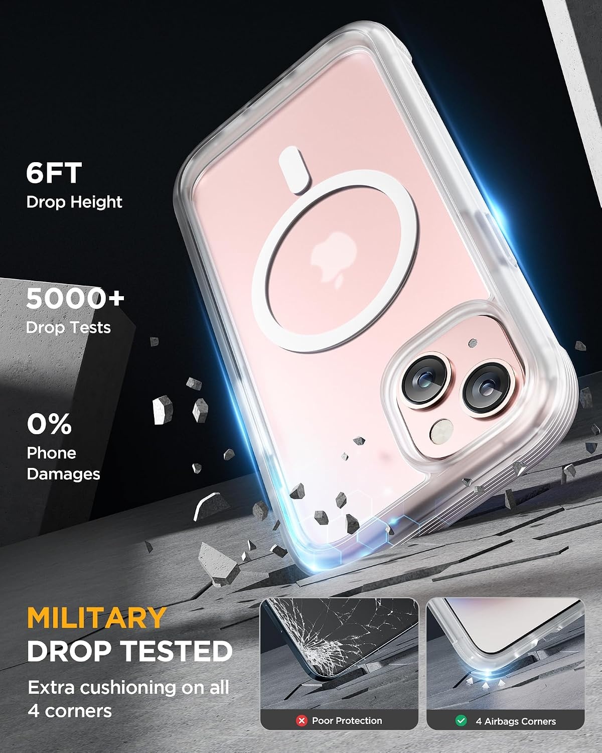 image:imageMiracase for iPhone SE Phone Case 3rd2nd Generation 2022 2020 FullBody with Builtin Glass Screen Protector Heavy Duty 360 Protective Shockproof Bumper Cover for iPhone 8SE BlackMagnetic Matte Clear