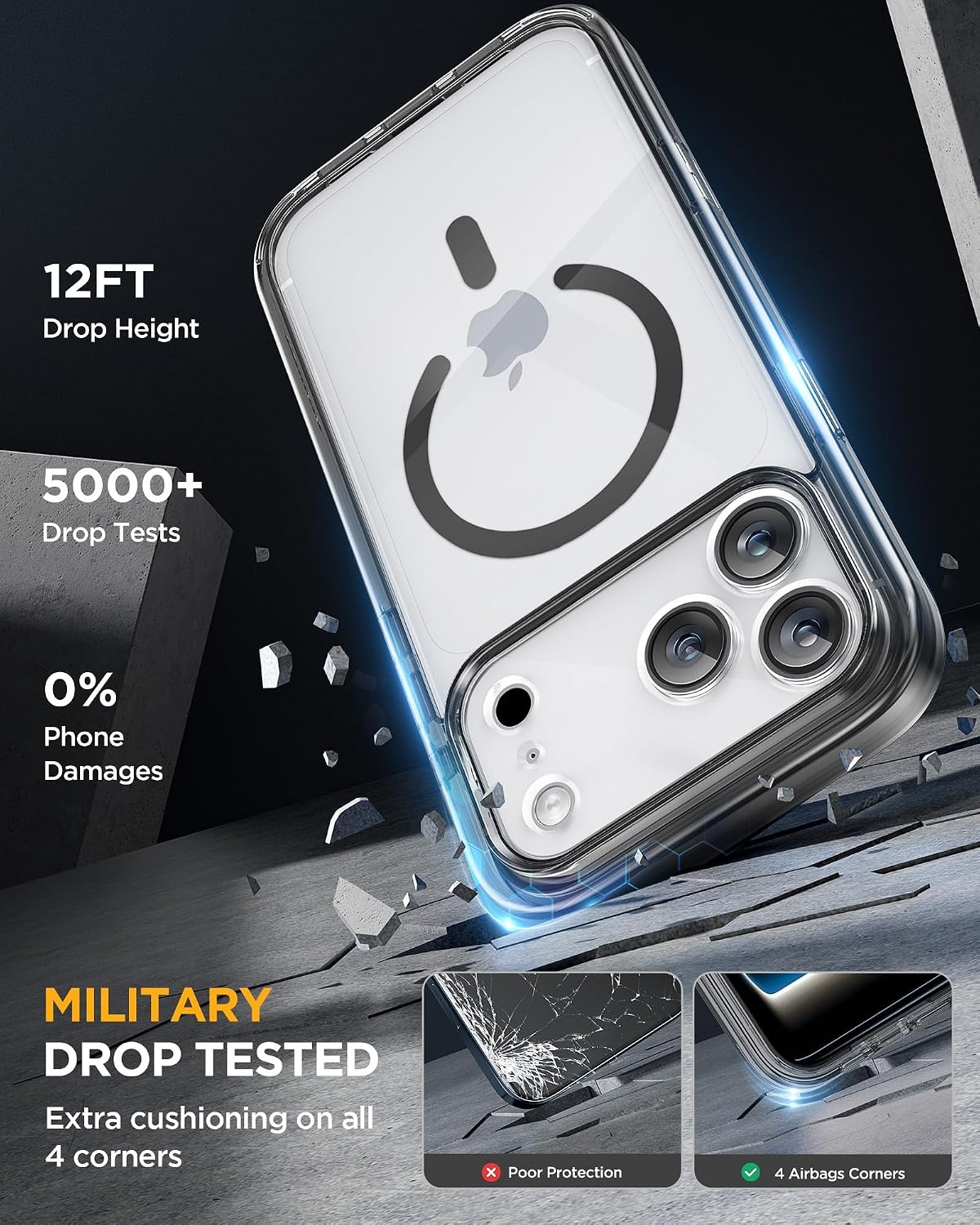 image:imageMiracase for iPhone SE Phone Case 3rd2nd Generation 2022 2020 FullBody with Builtin Glass Screen Protector Heavy Duty 360 Protective Shockproof Bumper Cover for iPhone 8SE BlackClear Black