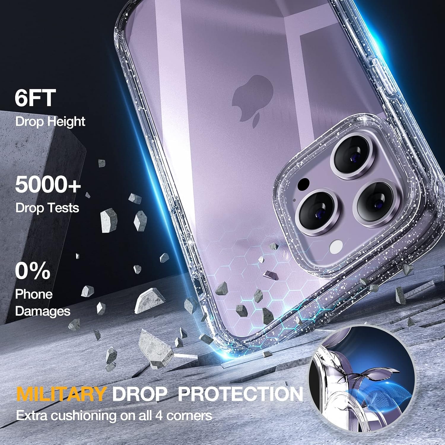 image:imageMiracase for iPhone SE Phone Case 3rd2nd Generation 2022 2020 FullBody with Builtin Glass Screen Protector Heavy Duty 360 Protective Shockproof Bumper Cover for iPhone 8SE BlackClear Glitter
