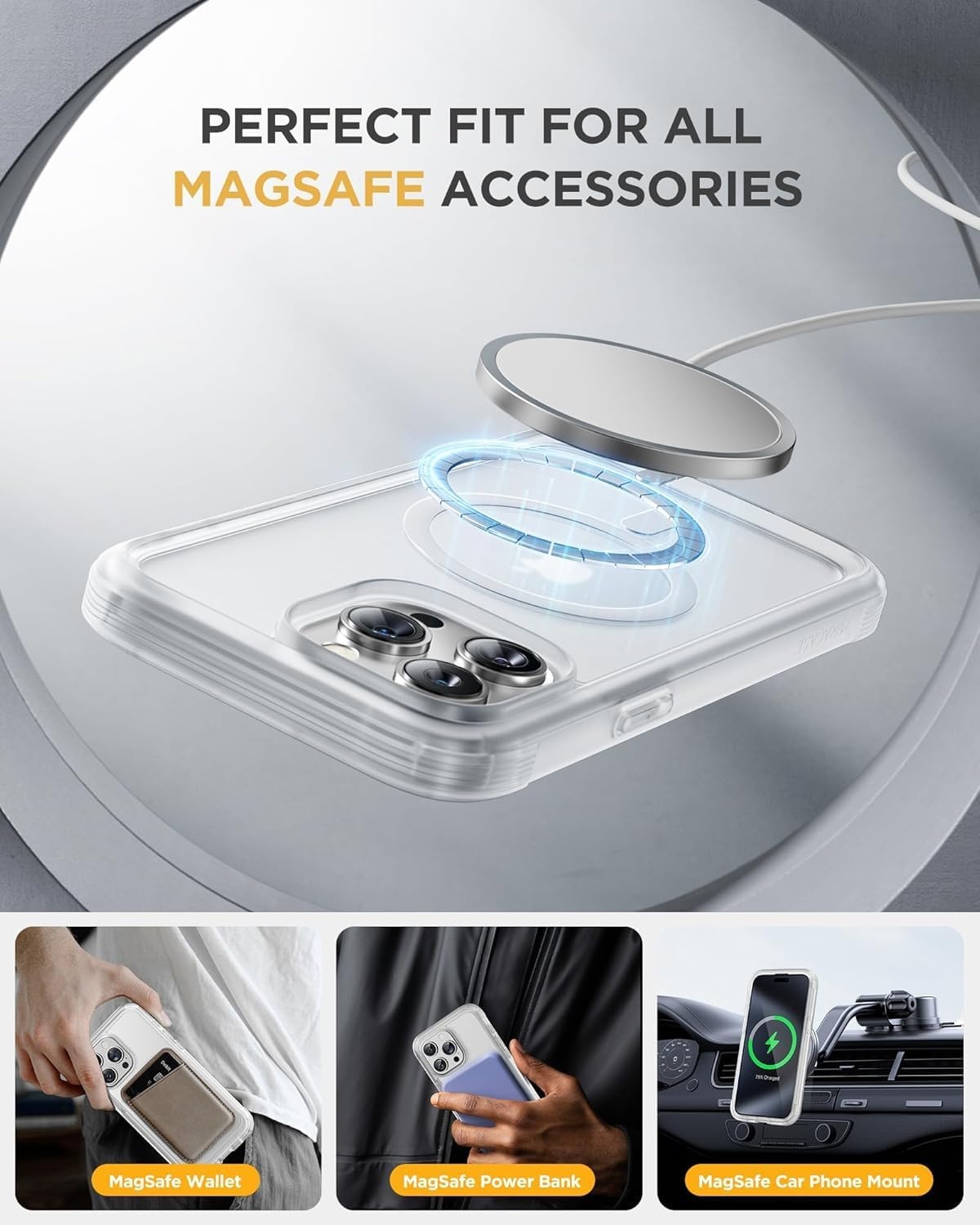 image:imageMiracase for iPhone SE Phone Case 3rd2nd Generation 2022 2020 FullBody with Builtin Glass Screen Protector Heavy Duty 360 Protective Shockproof Bumper Cover for iPhone 8SE BlackMagnetic Matte Clear