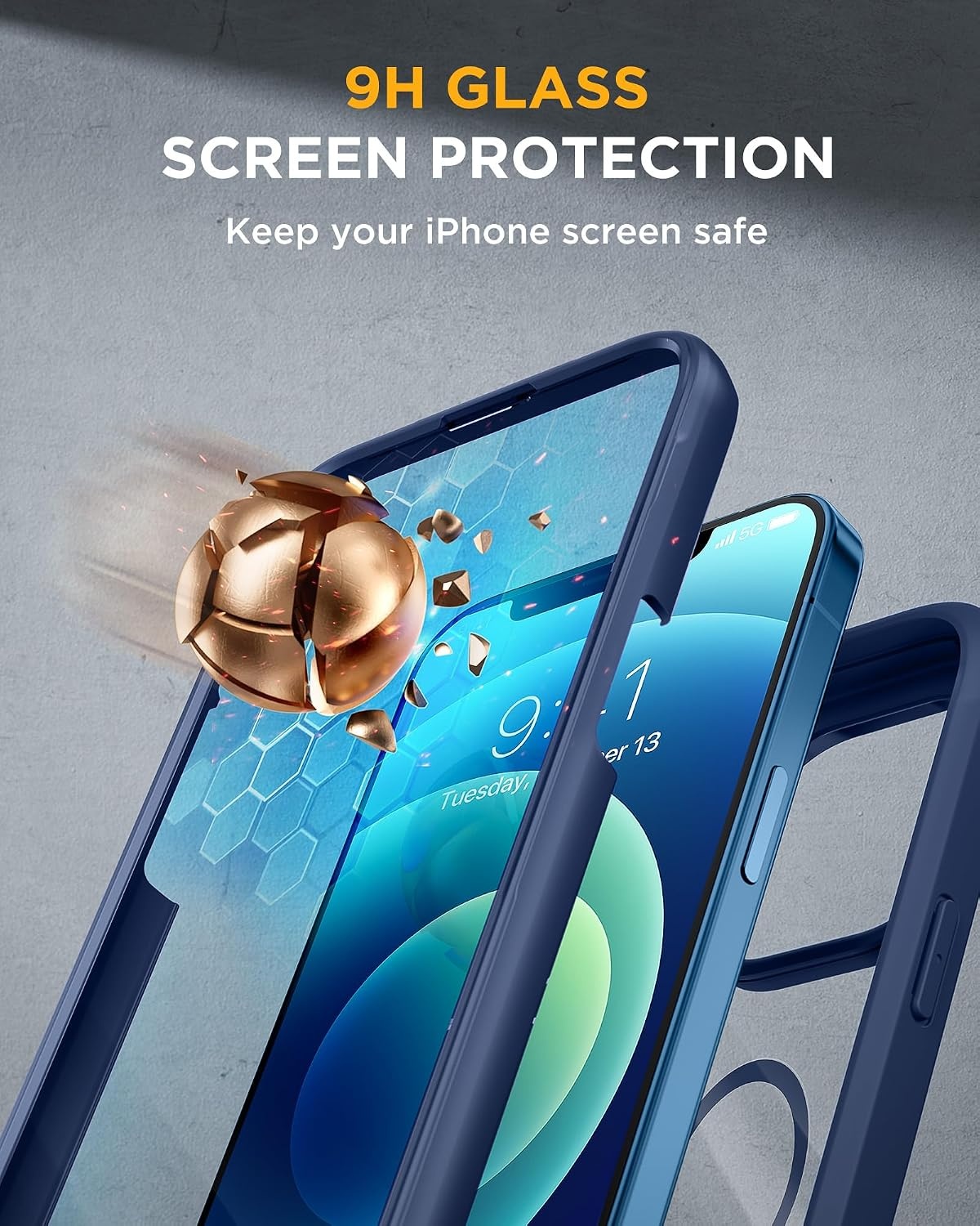 image:imageMiracase for iPhone SE Phone Case 3rd2nd Generation 2022 2020 FullBody with Builtin Glass Screen Protector Heavy Duty 360 Protective Shockproof Bumper Cover for iPhone 8SE BlackMagnetic Blue