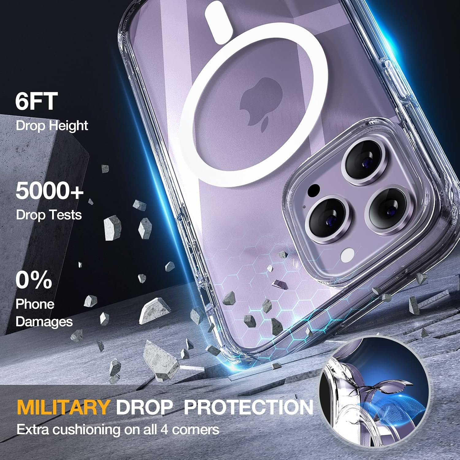 image:imageMiracase for iPhone SE Phone Case 3rd2nd Generation 2022 2020 FullBody with Builtin Glass Screen Protector Heavy Duty 360 Protective Shockproof Bumper Cover for iPhone 8SE BlackMagnetic Clear