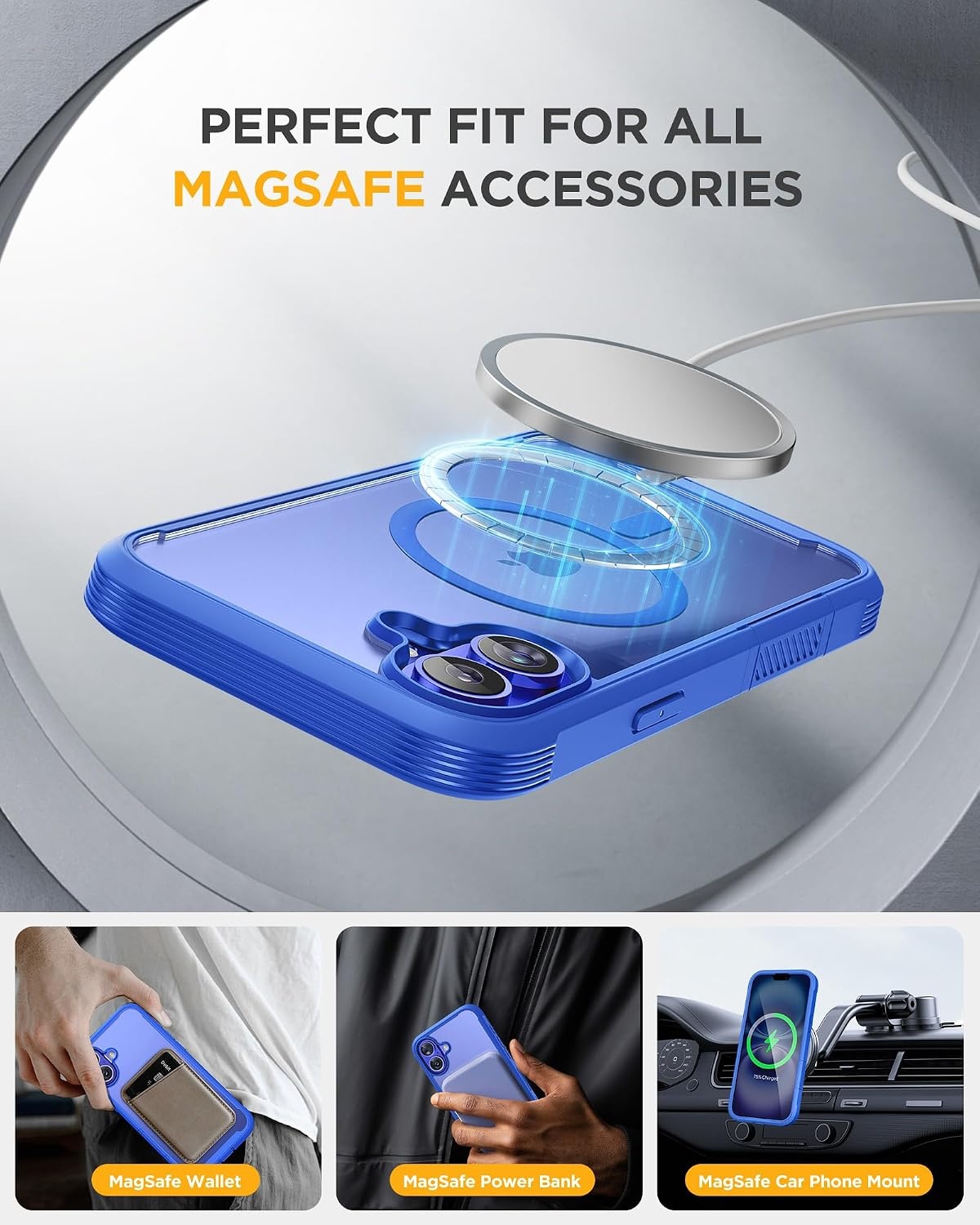 image:imageMiracase for iPhone SE Phone Case 3rd2nd Generation 2022 2020 FullBody with Builtin Glass Screen Protector Heavy Duty 360 Protective Shockproof Bumper Cover for iPhone 8SE BlackMagnetic Blue