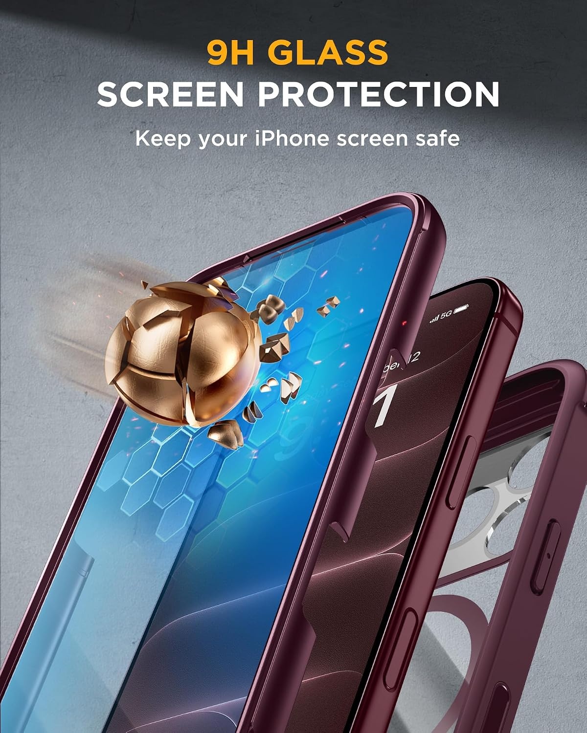 image:imageMiracase for iPhone SE Phone Case 3rd2nd Generation 2022 2020 FullBody with Builtin Glass Screen Protector Heavy Duty 360 Protective Shockproof Bumper Cover for iPhone 8SE BlackBurgundy