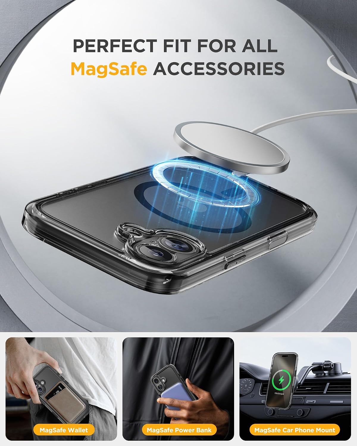 image:imageMiracase for iPhone SE Phone Case 3rd2nd Generation 2022 2020 FullBody with Builtin Glass Screen Protector Heavy Duty 360 Protective Shockproof Bumper Cover for iPhone 8SE BlackMagnetic Clear Black