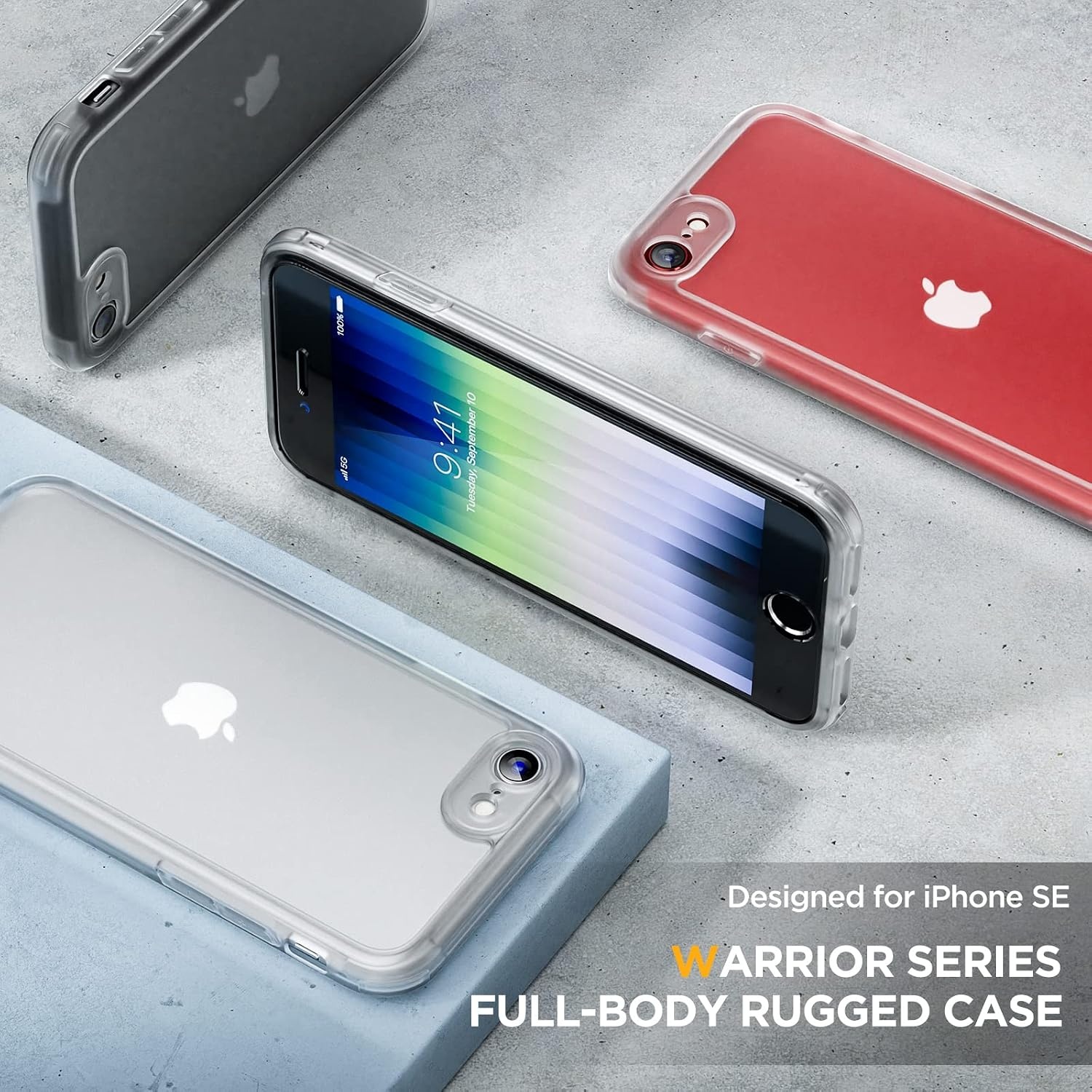 image:imageMiracase for iPhone SE Phone Case 3rd2nd Generation 2022 2020 FullBody with Builtin Glass Screen Protector Heavy Duty 360 Protective Shockproof Bumper Cover for iPhone 8SE BlackMatte Clear