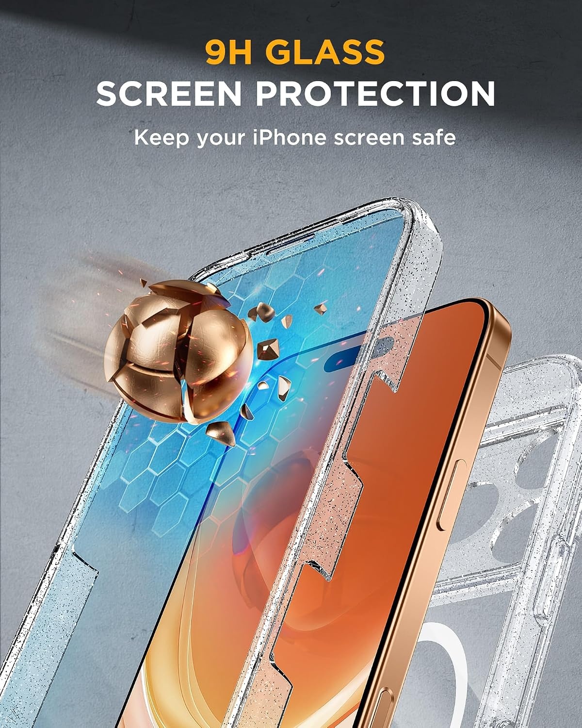 image:imageMiracase for iPhone SE Phone Case 3rd2nd Generation 2022 2020 FullBody with Builtin Glass Screen Protector Heavy Duty 360 Protective Shockproof Bumper Cover for iPhone 8SE BlackClear Glitter