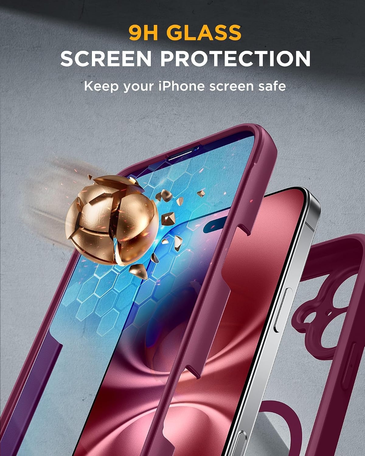 image:imageMiracase for iPhone SE Phone Case 3rd2nd Generation 2022 2020 FullBody with Builtin Glass Screen Protector Heavy Duty 360 Protective Shockproof Bumper Cover for iPhone 8SE BlackMagnetic Plum
