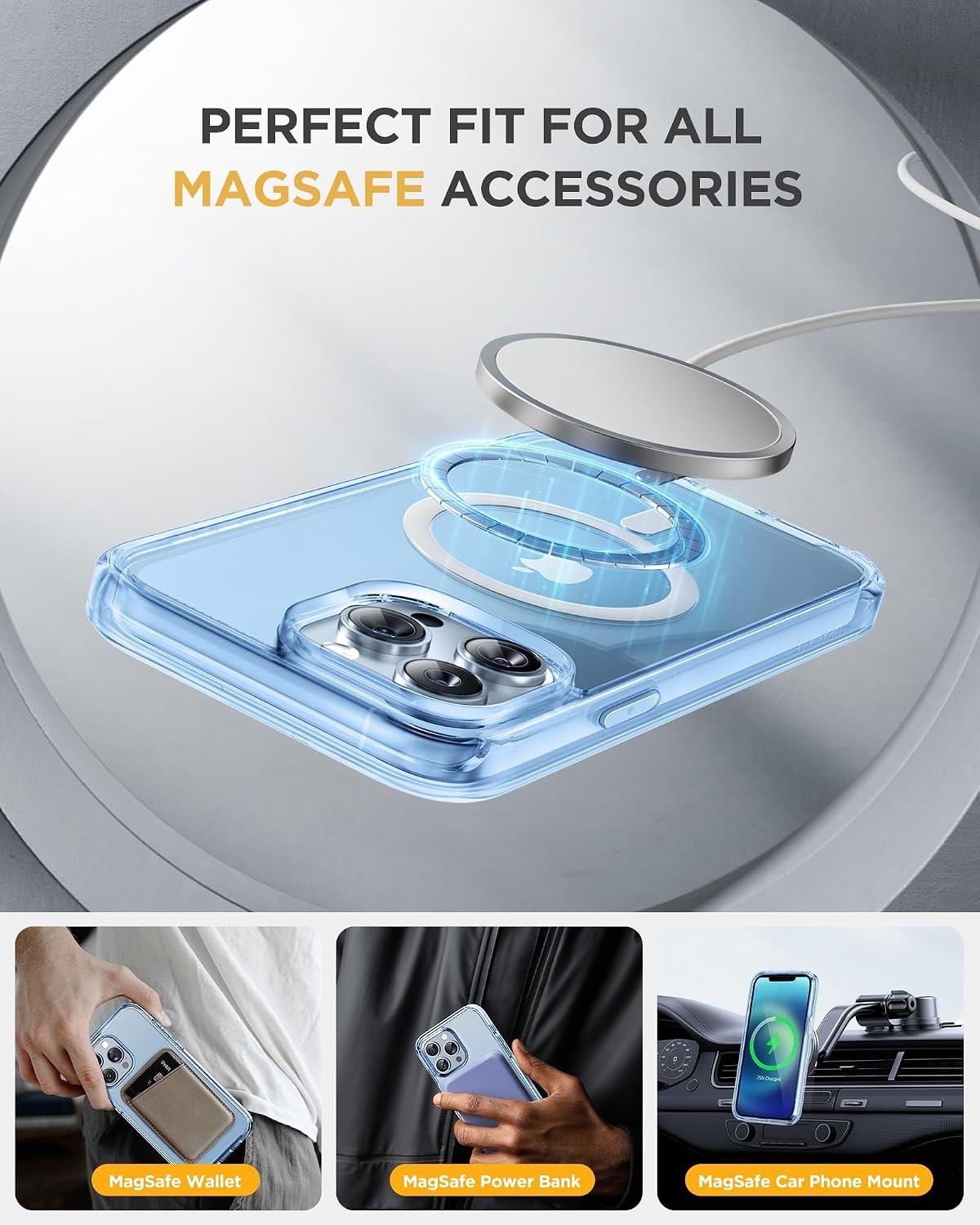 image:imageMiracase for iPhone SE Phone Case 3rd2nd Generation 2022 2020 FullBody with Builtin Glass Screen Protector Heavy Duty 360 Protective Shockproof Bumper Cover for iPhone 8SE BlackMagnetic Clear Blue