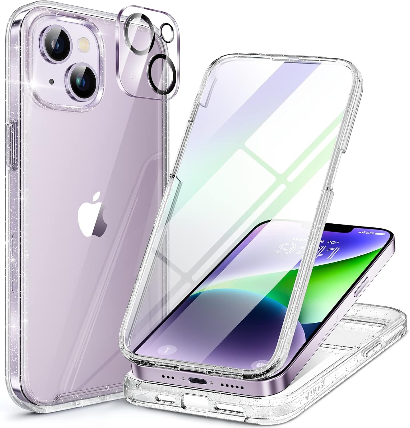 image:imageMiracase for iPhone SE Phone Case 3rd2nd Generation 2022 2020 FullBody with Builtin Glass Screen Protector Heavy Duty 360 Protective Shockproof Bumper Cover for iPhone 8SE BlackClear Glitter