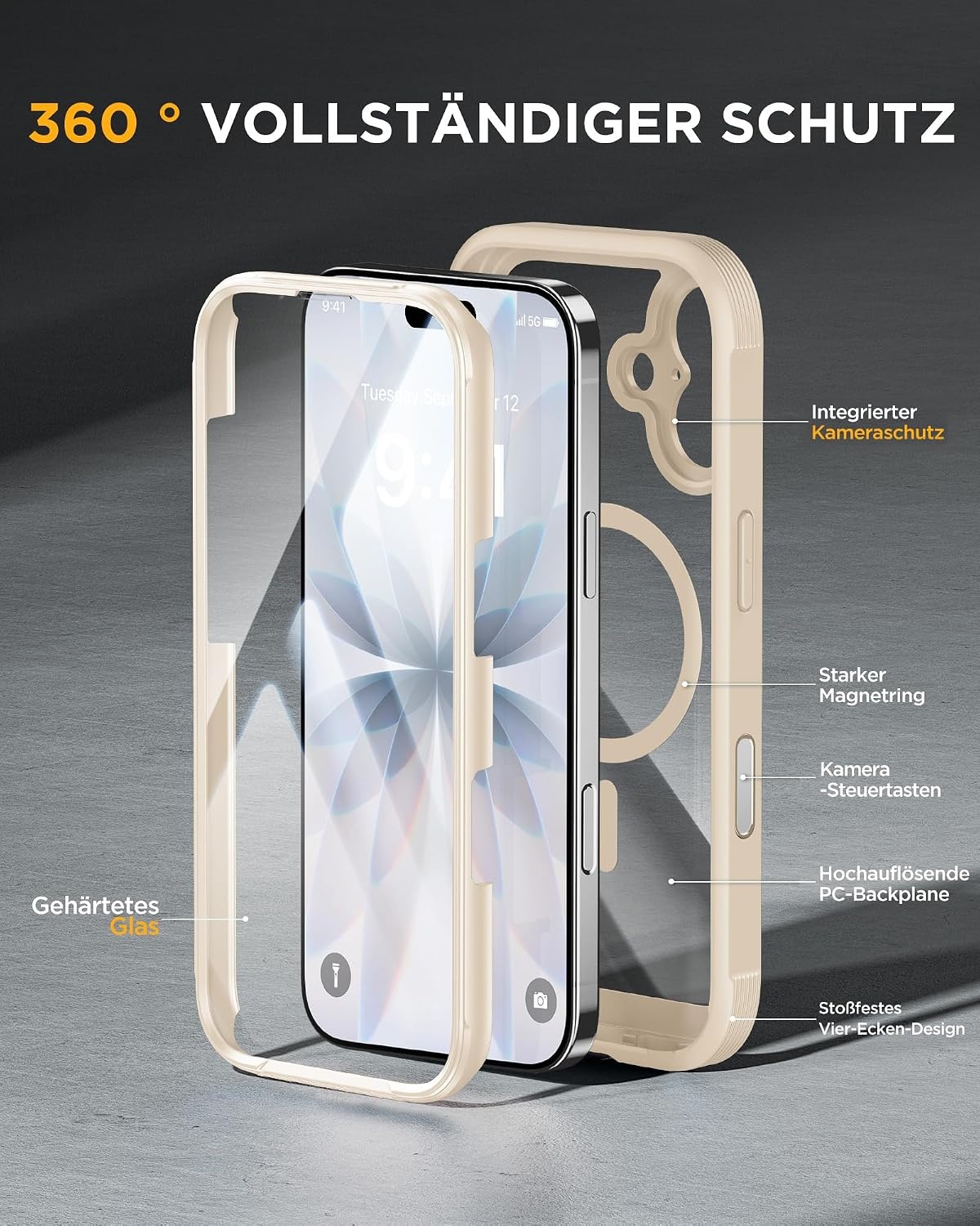 image:imageMiracase for iPhone SE Phone Case 3rd2nd Generation 2022 2020 FullBody with Builtin Glass Screen Protector Heavy Duty 360 Protective Shockproof Bumper Cover for iPhone 8SE BlackGold