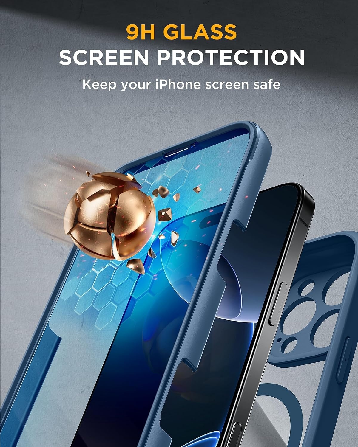 image:imageMiracase for iPhone SE Phone Case 3rd2nd Generation 2022 2020 FullBody with Builtin Glass Screen Protector Heavy Duty 360 Protective Shockproof Bumper Cover for iPhone 8SE BlackMagnetic Blue
