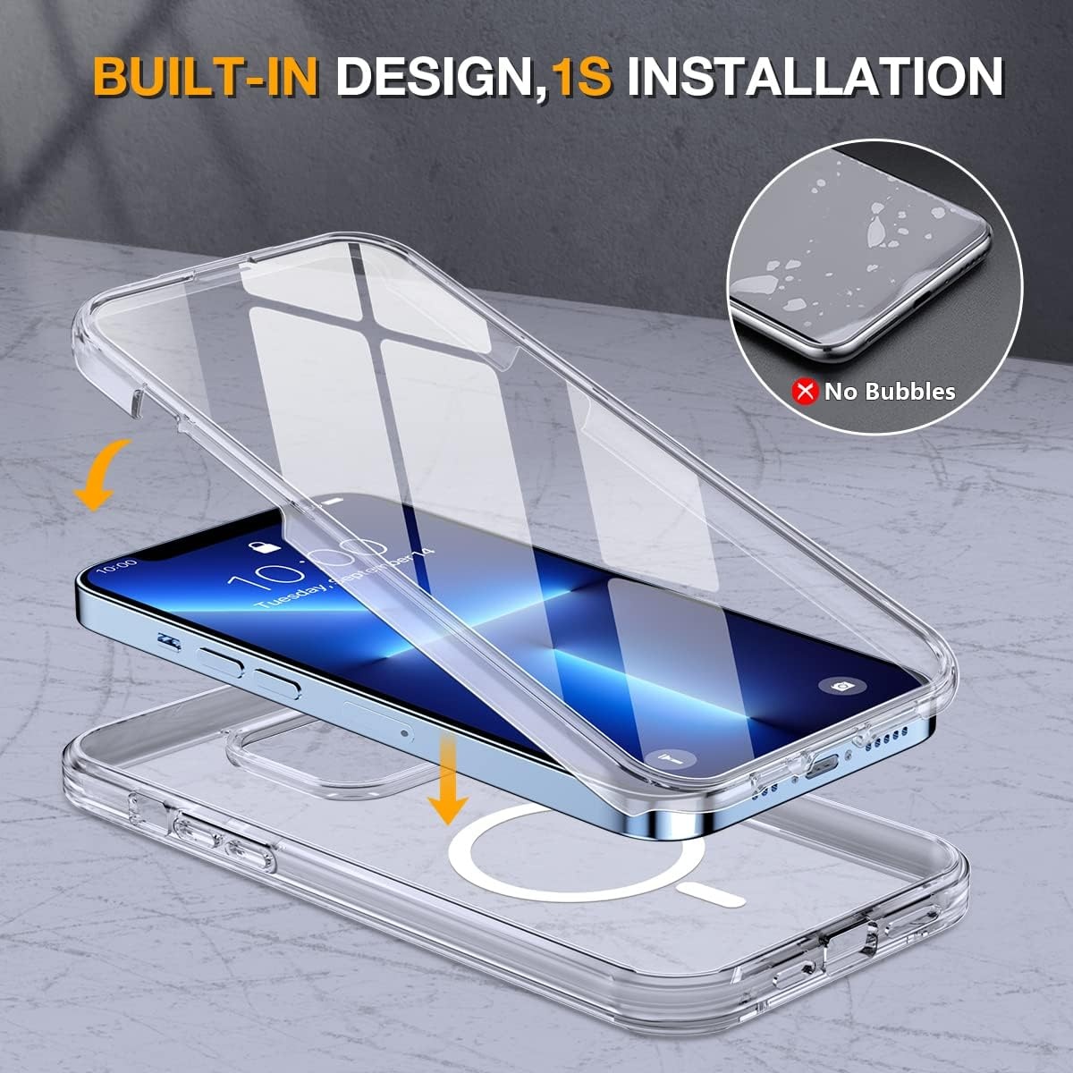 image:imageMiracase for iPhone SE Phone Case 3rd2nd Generation 2022 2020 FullBody with Builtin Glass Screen Protector Heavy Duty 360 Protective Shockproof Bumper Cover for iPhone 8SE BlackMagnetic Clear